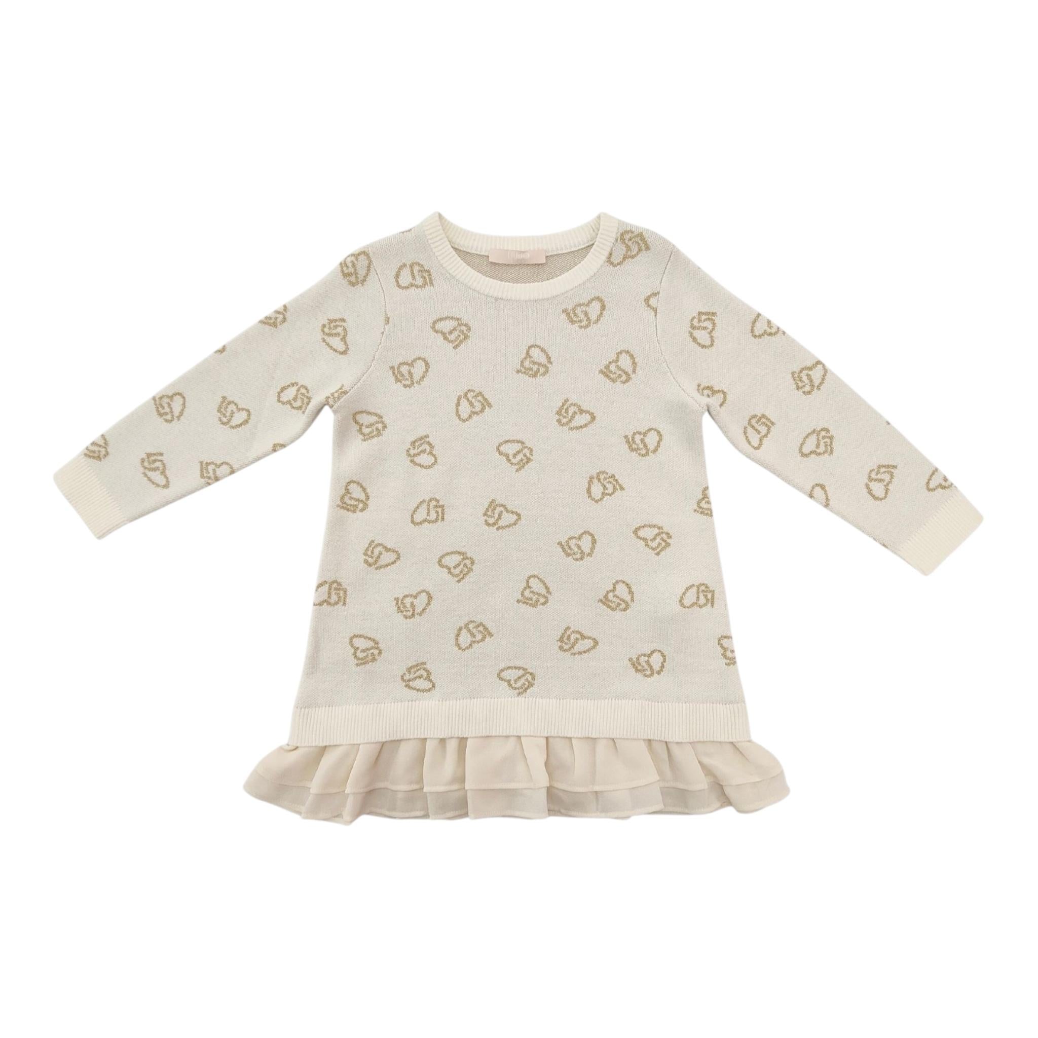 LIU JO abit manica lunga tinta unita con stampe in contrasto Panna per Bambina GF4041J PANNA LIU JO
