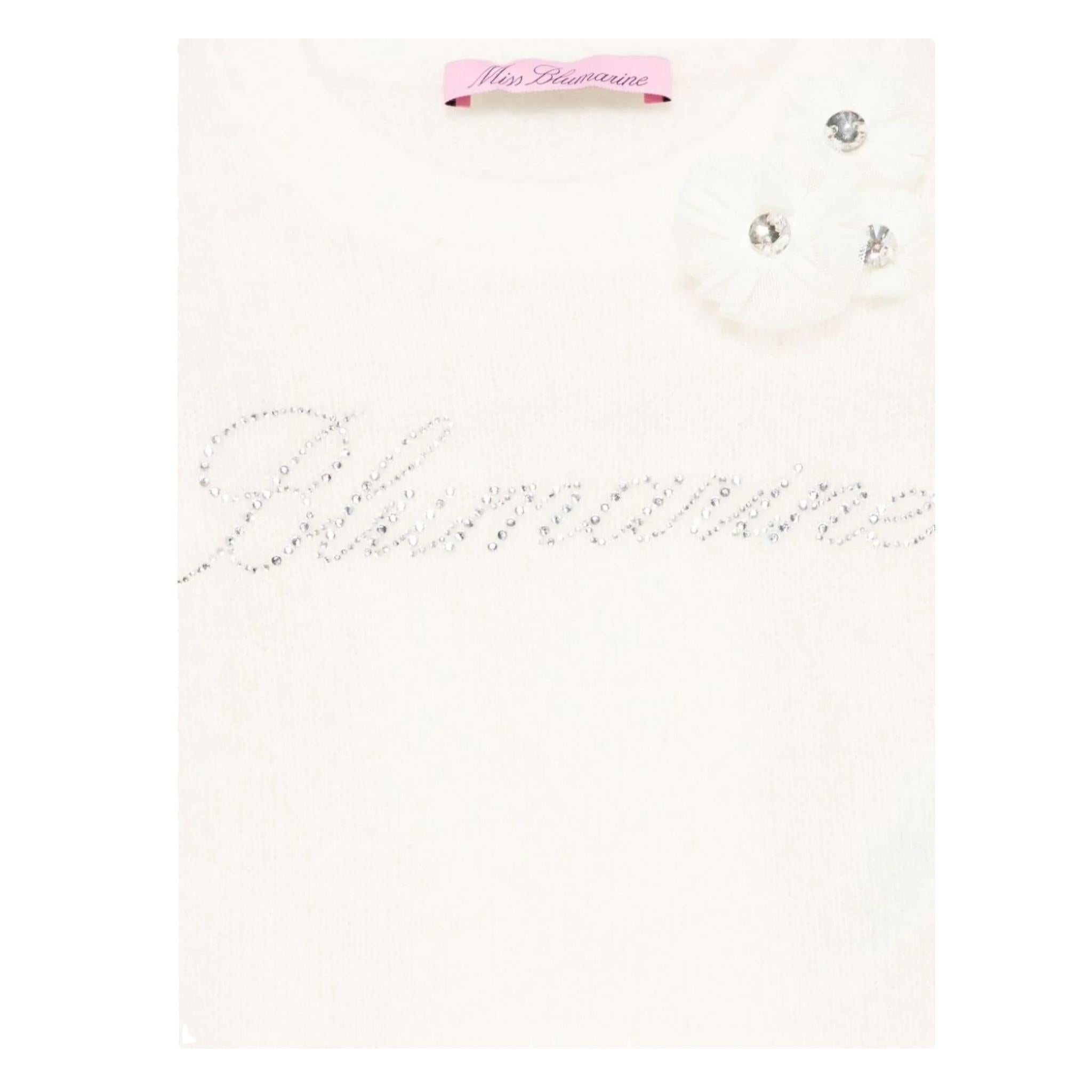 MISS BLUMARINE maglia girocoll tinta unita cn strass Panna per Neonata IF4088MA39PN PANNA MISS BLUMARINE