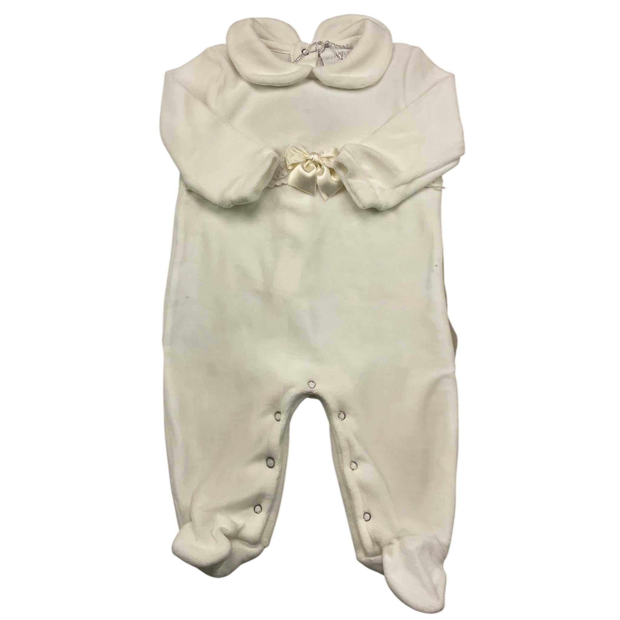 STORY LORIS tutina manica lunga tinta unita in ciniglia Panna per Neonata SL11788 PANNA STORY LORIS