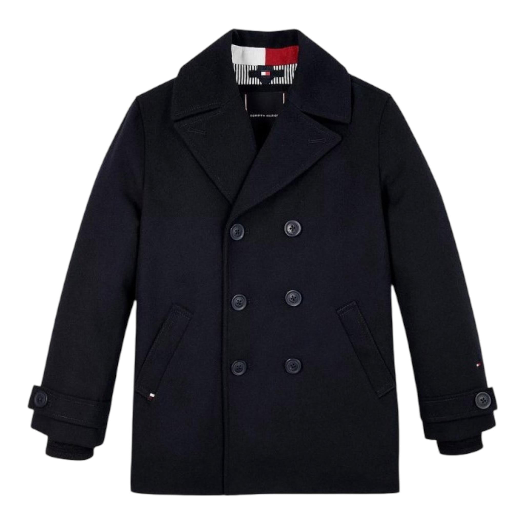 TOMMY HILFIGER cappotto tinta unita con bottoni Blu per Bambino KB0KB09199 BLU TOMMY HILFIGER