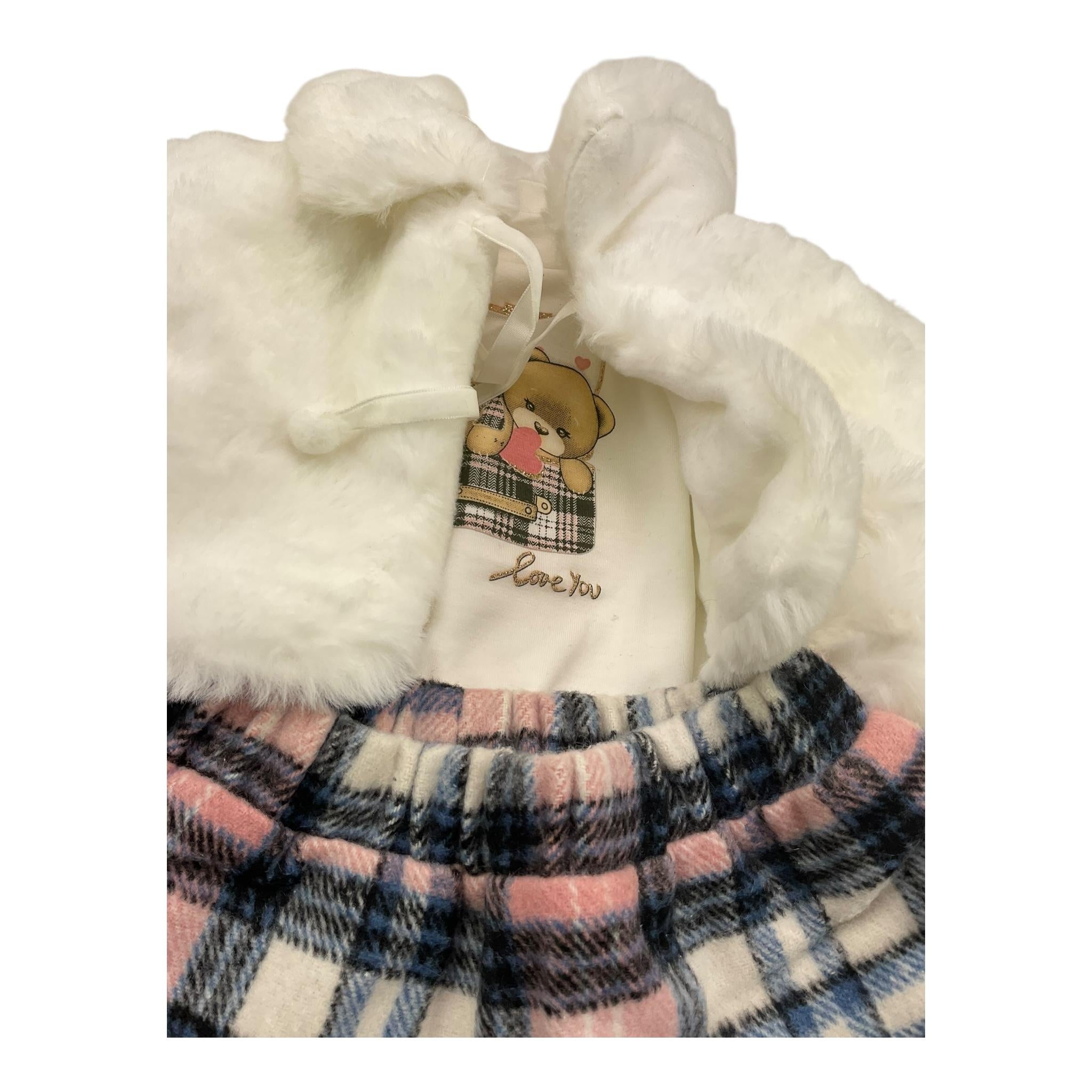 SWEET JUNIOR completo 3 pezzi pelliccia-shirt-gonna Panna per Neonata AR865 PANNA SWEET JUNIOR