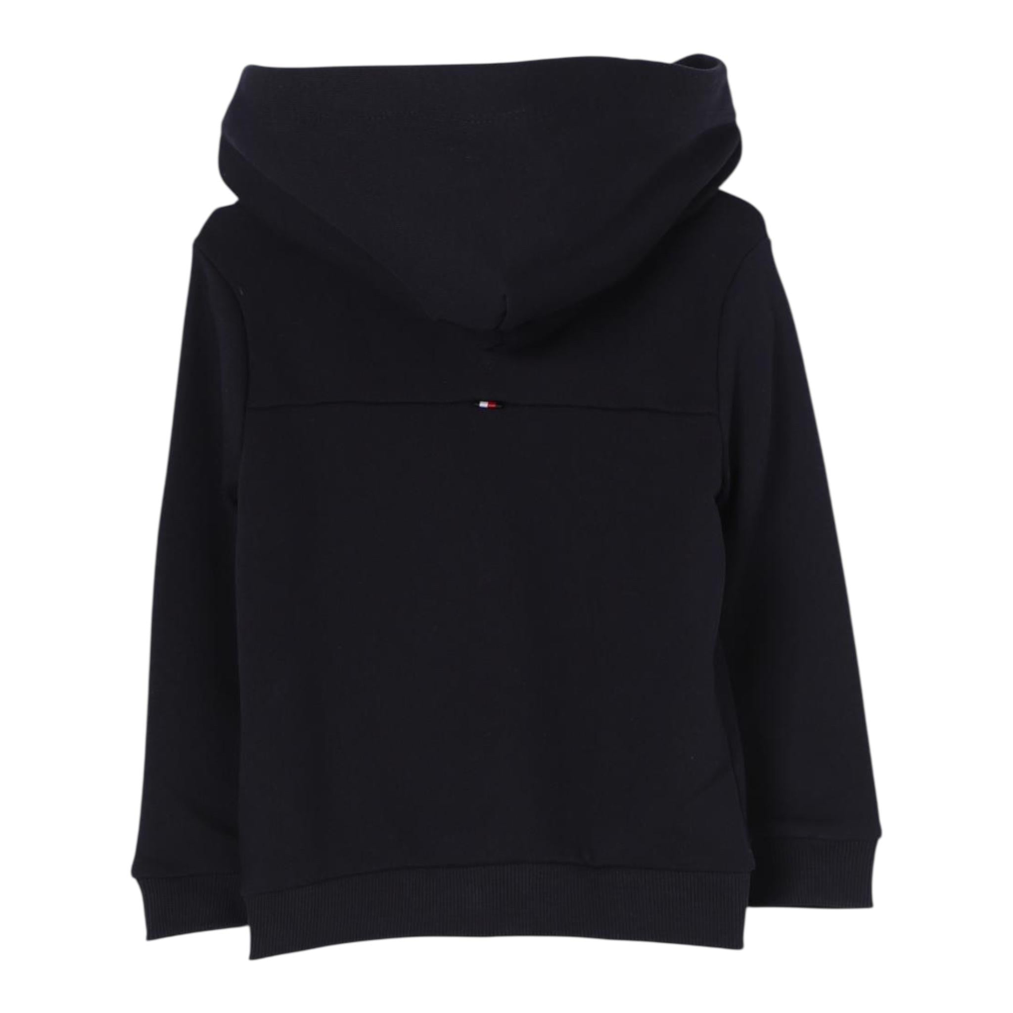 TOMMY HILFIGER felpa con zip e cappuccio tinta unita con logo Blu per Bambino KB0KB09057X BLU TOMMY HILFIGER