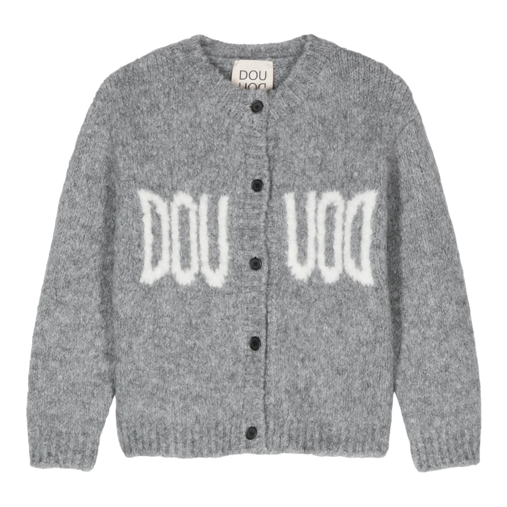 DOU DOU cardigan tinta unita con logo Grigio per Bambino DV9P30 GRIGIO DOU DOU