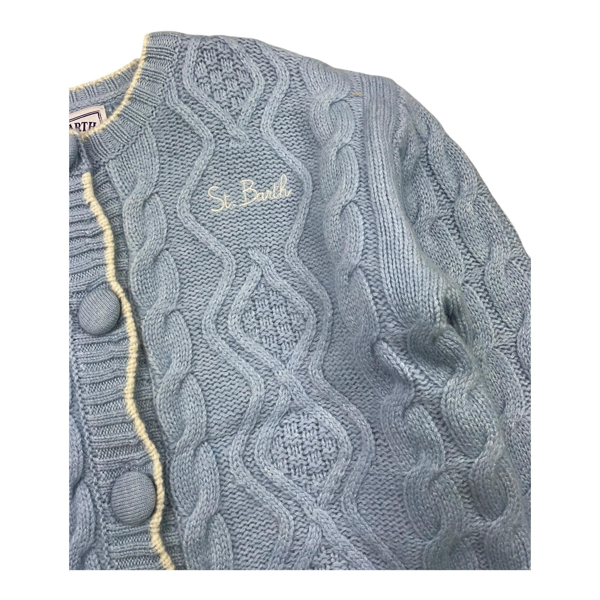 SAINT BARTH cardigan tinta unita con stampa Azzurro per Bambina MLE001 AZZURRO SAINT BARTH