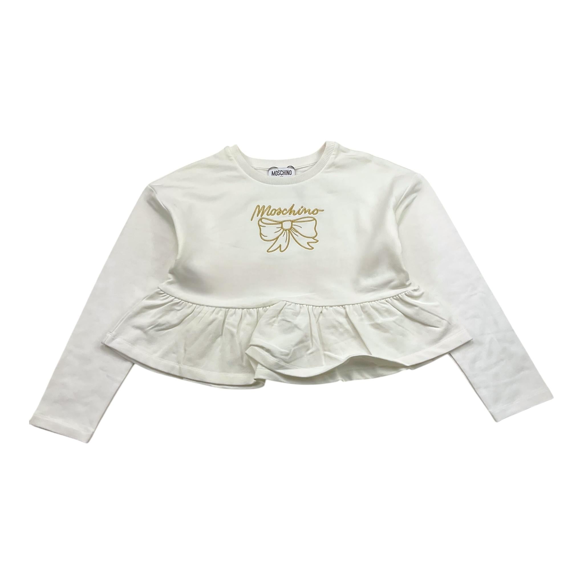 MOSCHINO felpa girocollo tinta unita con stampa Bianco per Bambina HDF06H BIANCO MOSCHINO