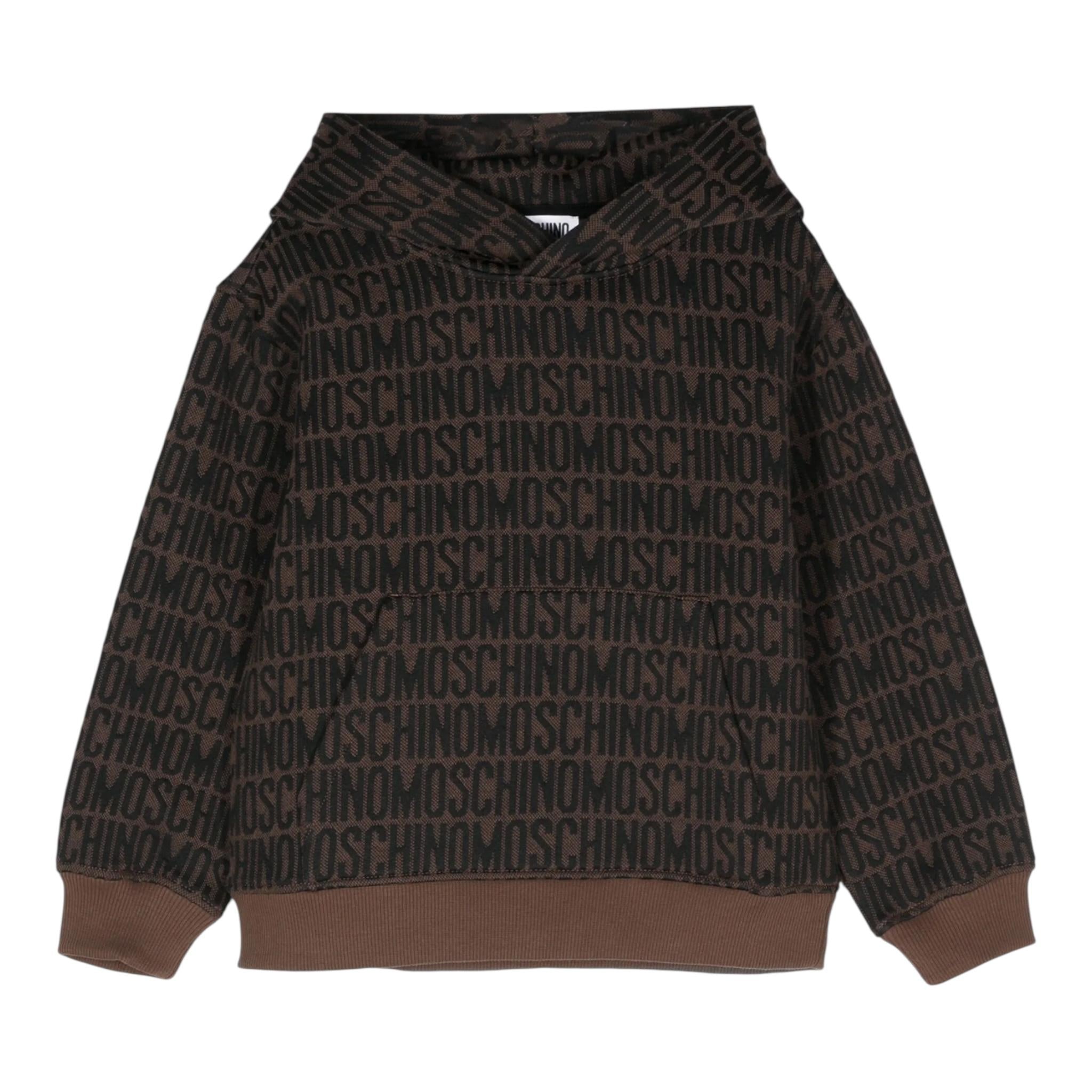 MOSCHINO felpa tinta unita logata con cappuccio Marrone per Bambino HUF08CXX MARRONE MOSCHINO