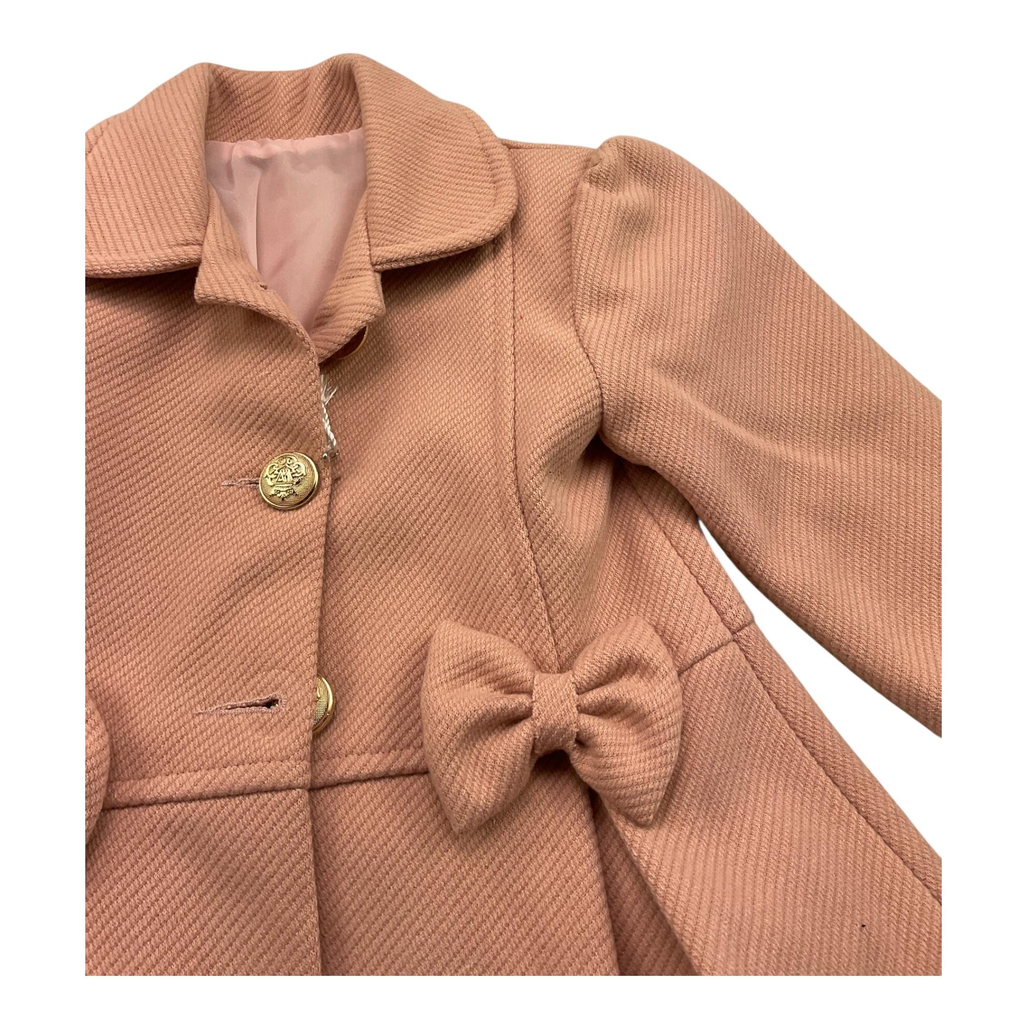 CIAO BIMBA cappotto tinta unita con fiocchi Rosa per Neonata CIAO ROSA CIAO BIMBA