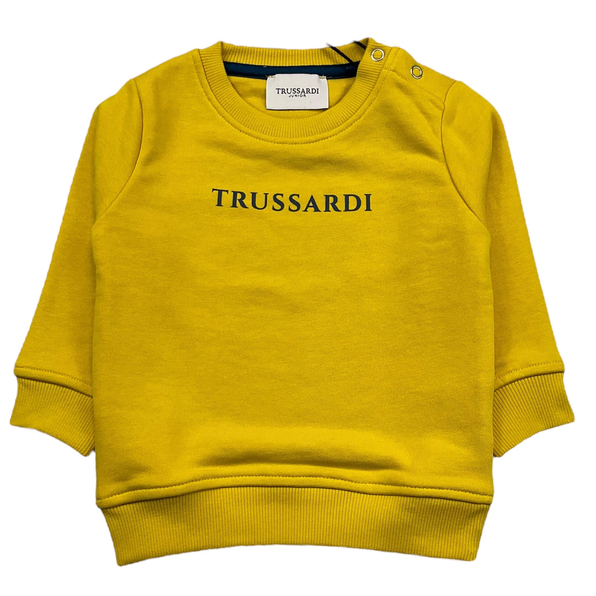 TRUSSARDI felpa chiusa girocollo tinta unita con stampa in contrasto Giallo per Bambino TIA24086FE GIALLO TRUSSARDI