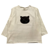 TEDDY E MINOU shirt tinta unitacn ricamo faccia gatto Panna per Neonato I22SH008M01155 PANNA TEDDY E MINOU