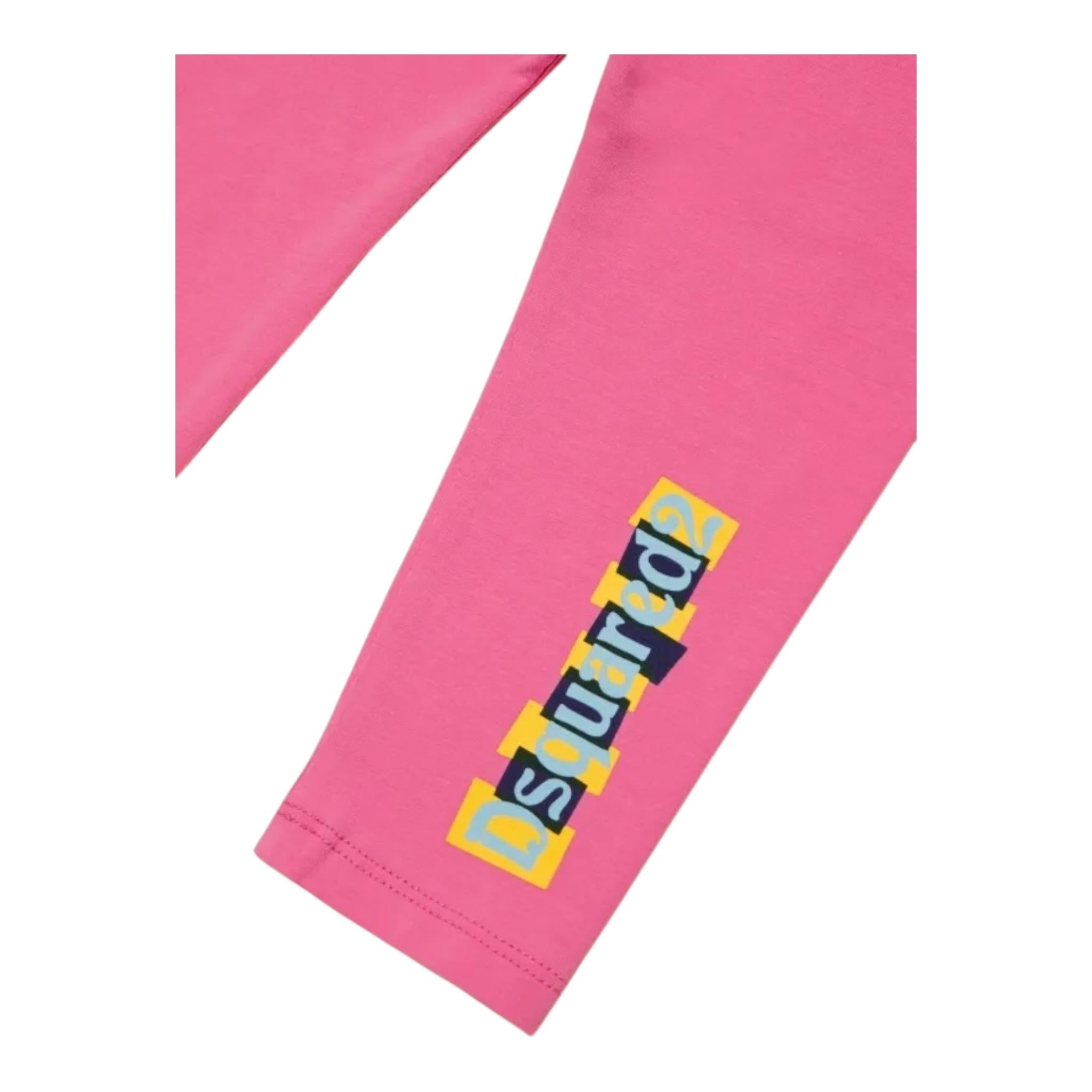 DSQUARED2 leggins tinta unita con logo Rosa per Neonata DQ2494 ROSA DSQUARED2