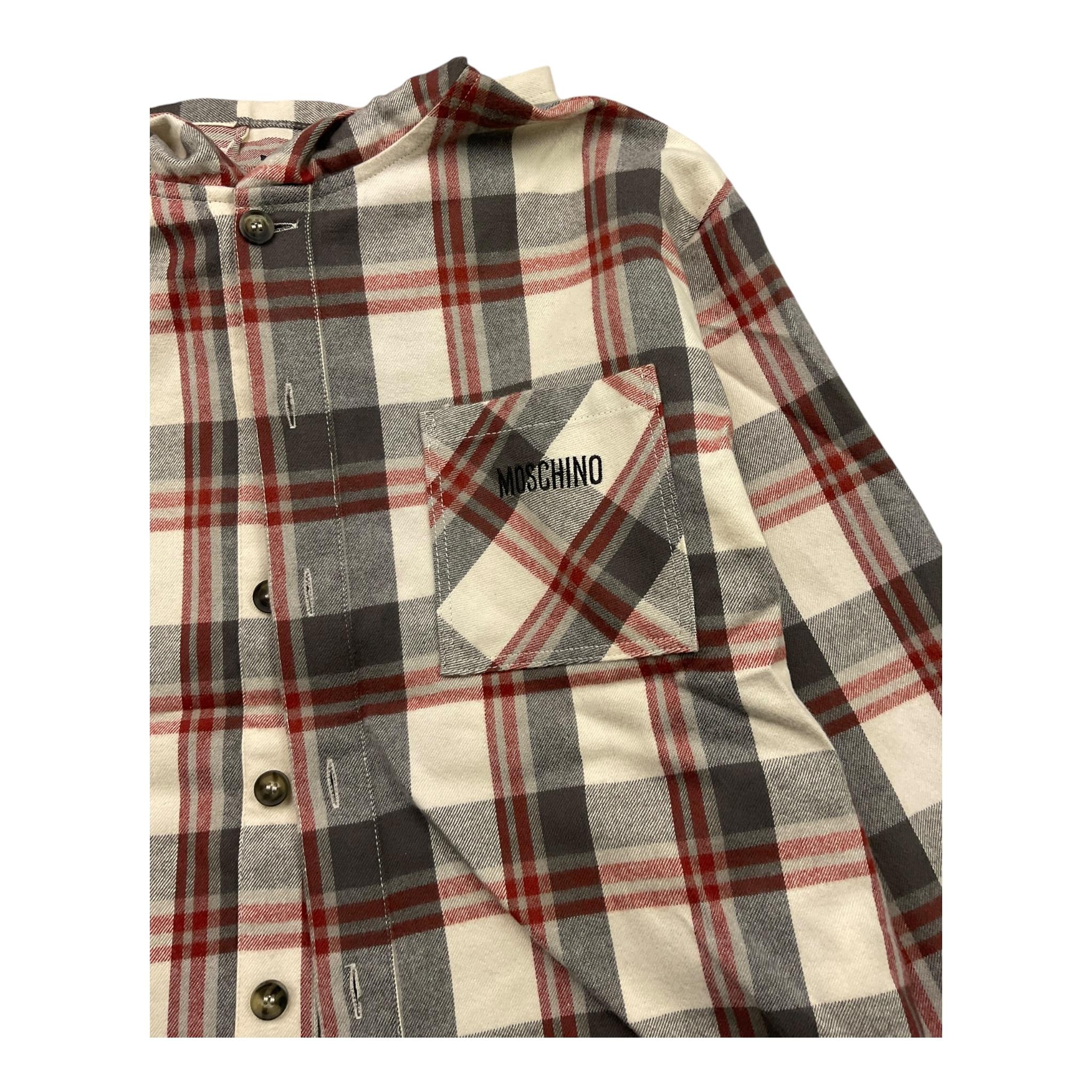 MOSCHINO camicia tinta unita con cappuccio e fantasia quadri Beige per Bambino HUC01R BEIGE MOSCHINO