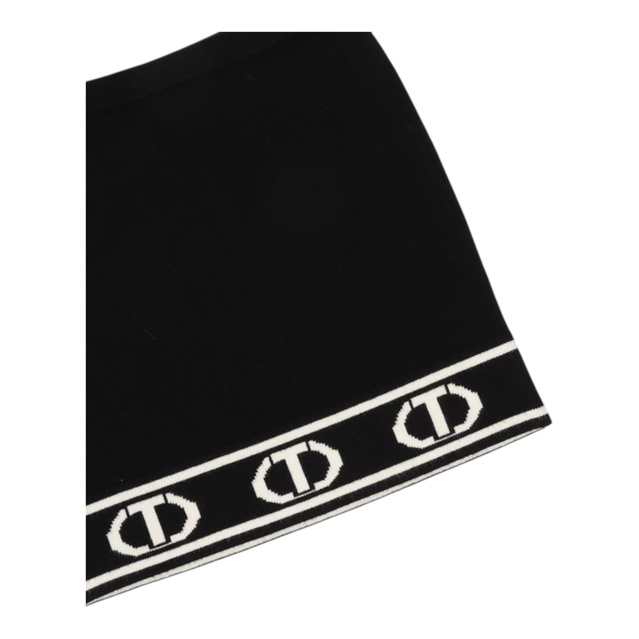 TWINSET gonna tinta unita con logo Nero per Bambina 242GJ3164X NERO TWINSET