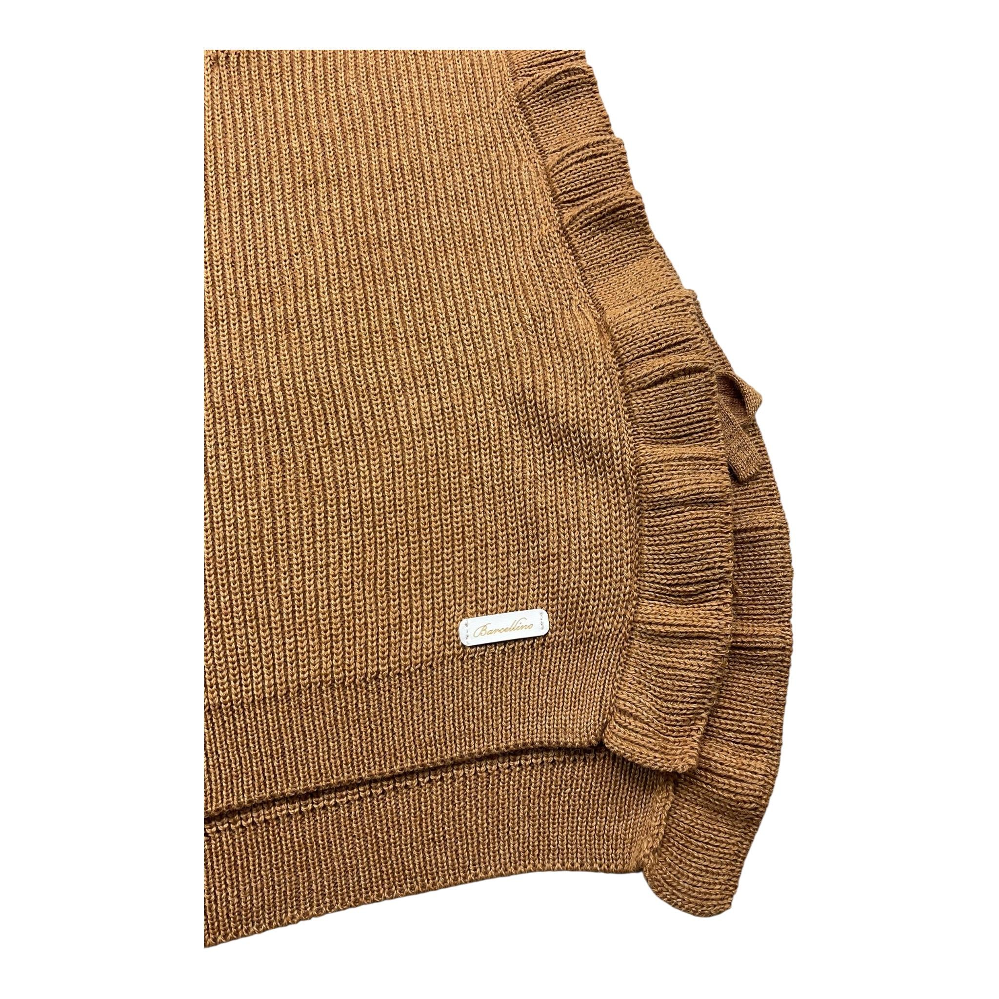 BARCELLINO gilet in filo tinta unita scollo a v Cammello per Neonata 115425 CAMMELLO BARCELLINO