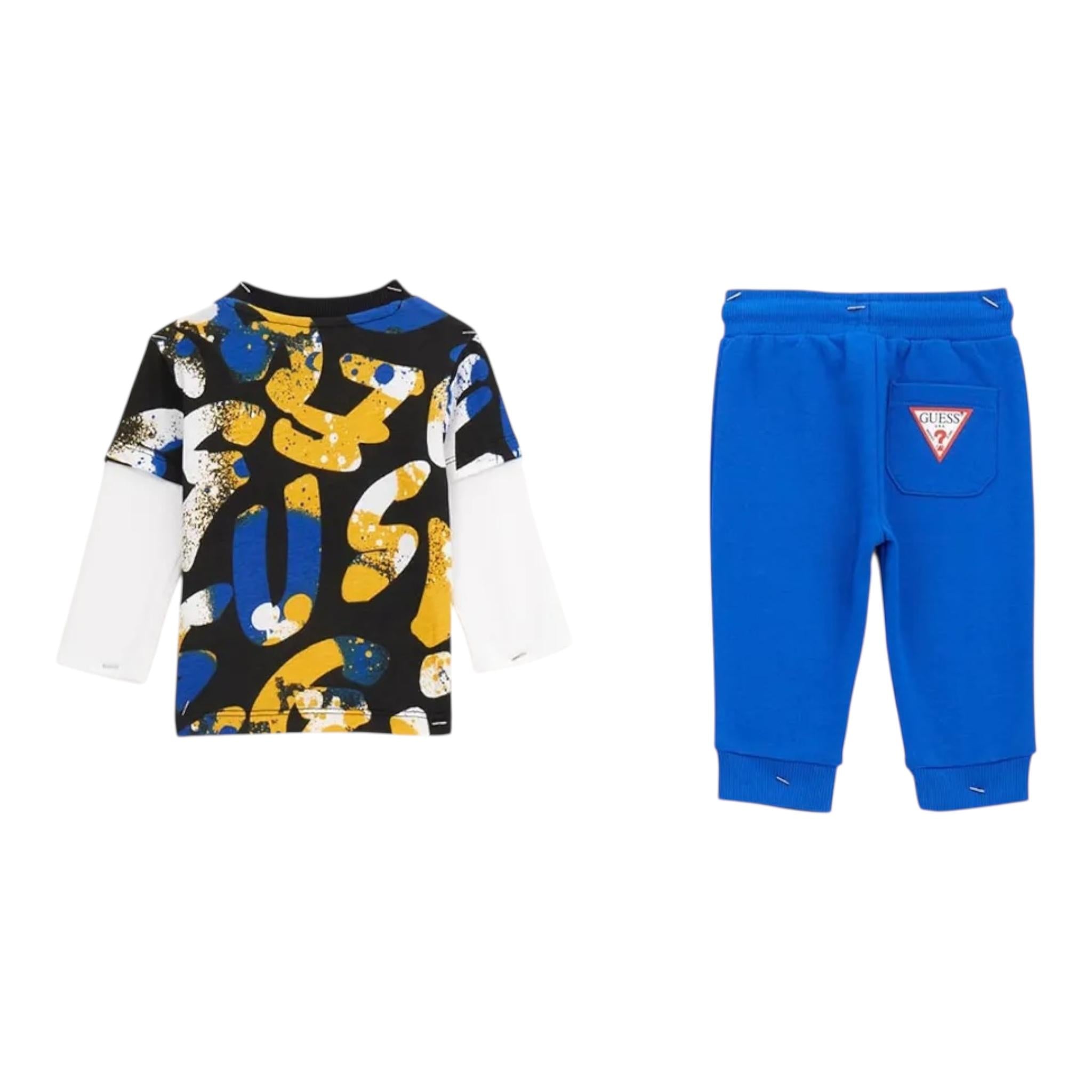 GUESS completo 2 pezzi shirt-pantalone Nero/blu per Bambino N4YG01K8HM3 NERO/BLU GUESS