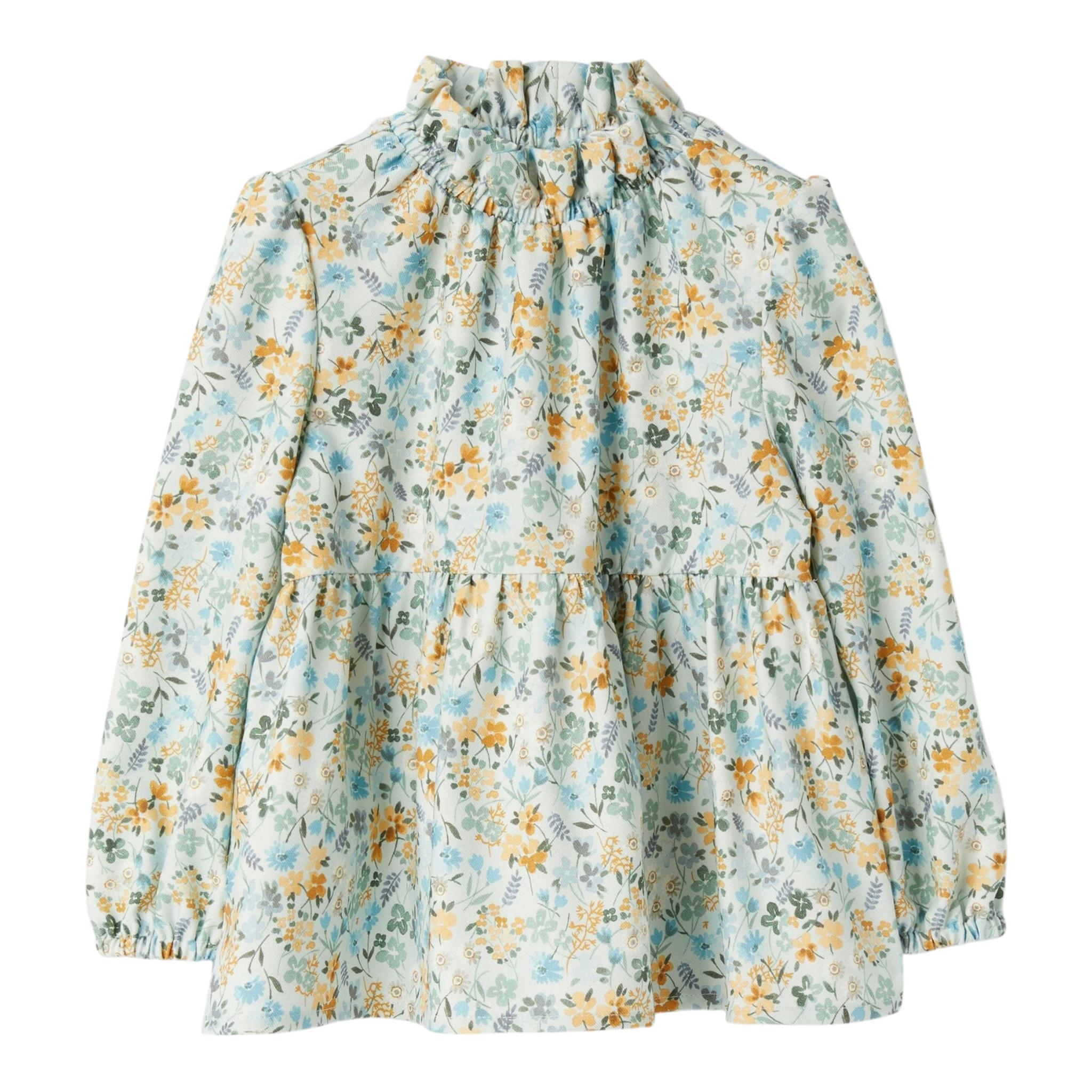IL GUFO camicia manica lunga tinta unita con stampa fiori Azzurro per Bambina A24CL226R4006 AZZURRO IL GUFO