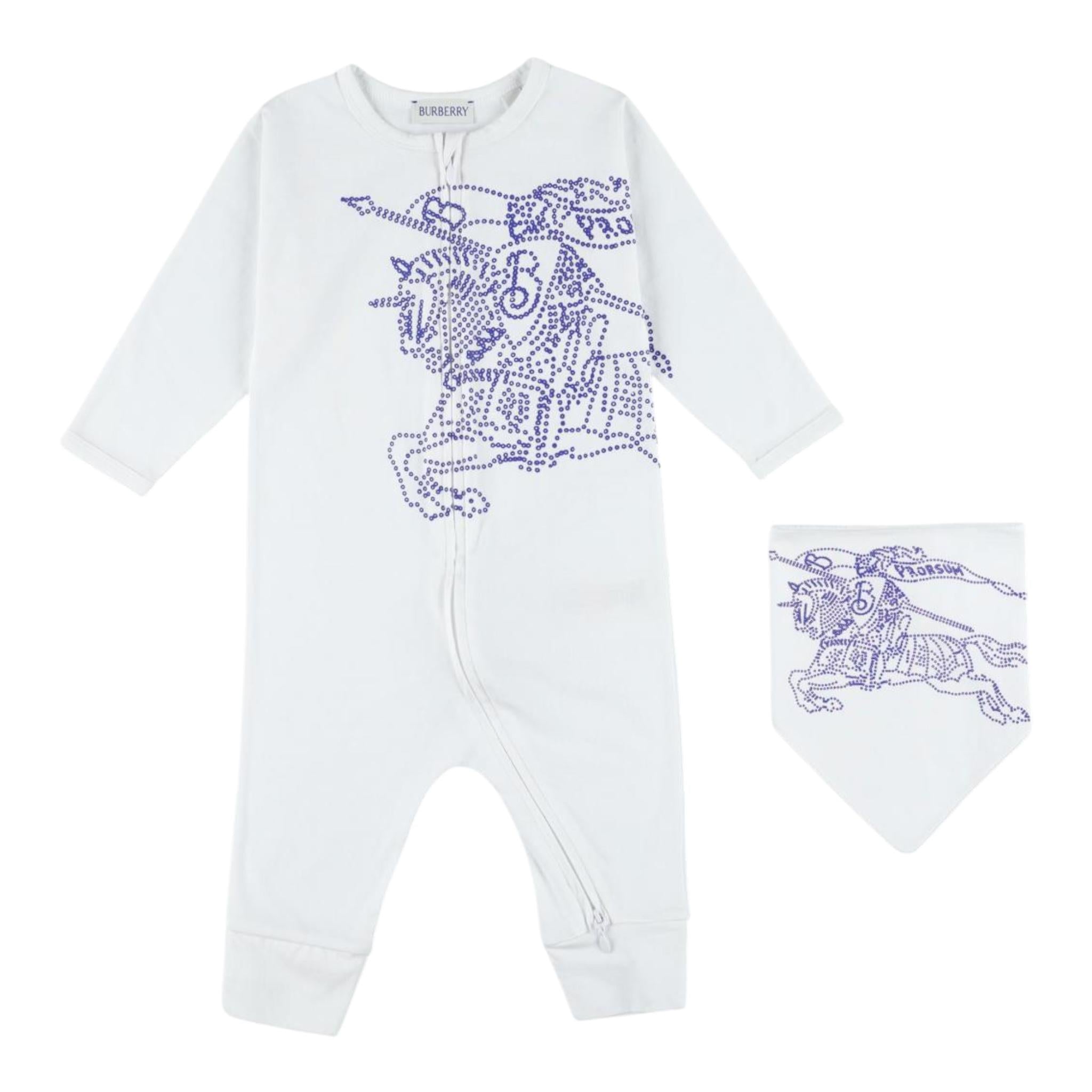BURBERRY set tutina tinta unita manica lunga con bavetta Bianco per Neonato 8093020 BIANCO BURBERRY