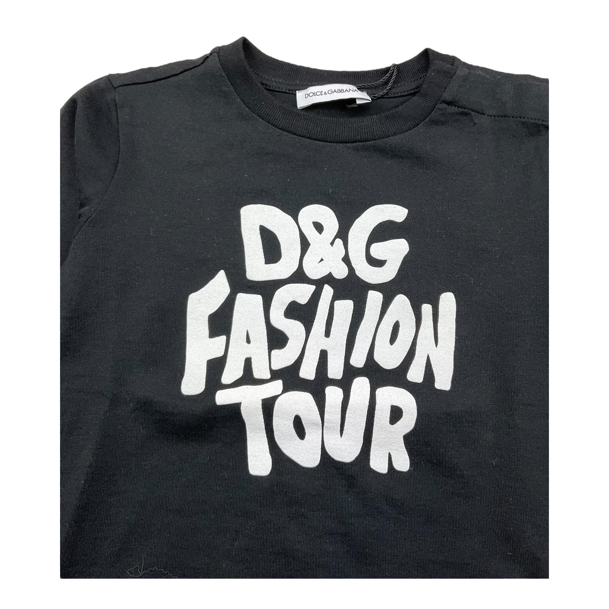 DOLCE & GABBANA shirt girocollo tinta unita con stampa in contrasto Nero per Neonato L2JTAY NERO DOLCE & GABBANA