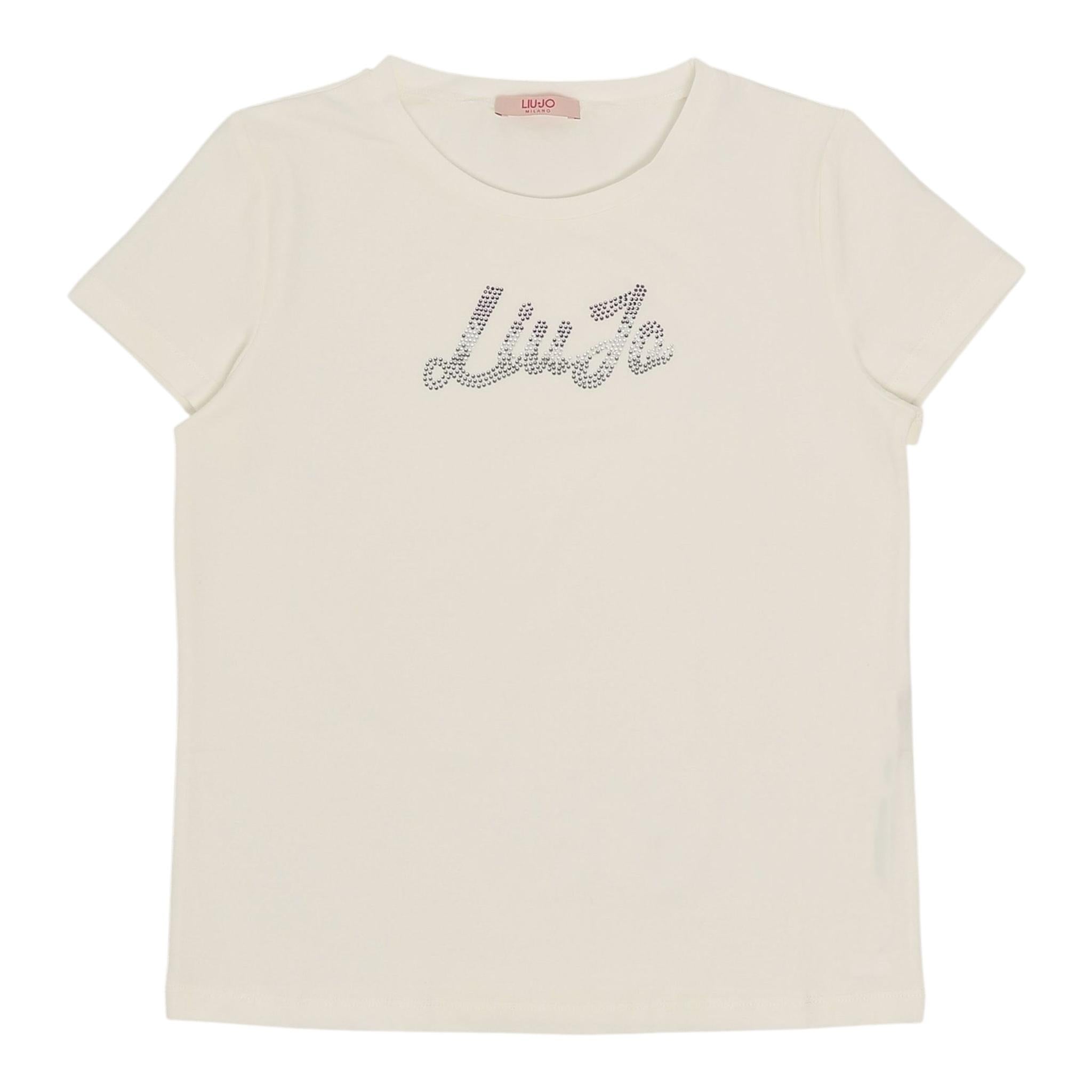 LIU JO t-shirt girocollo tinta unita cn stampa brillantinata Panna per Bambina GF4029 PANNA LIU JO