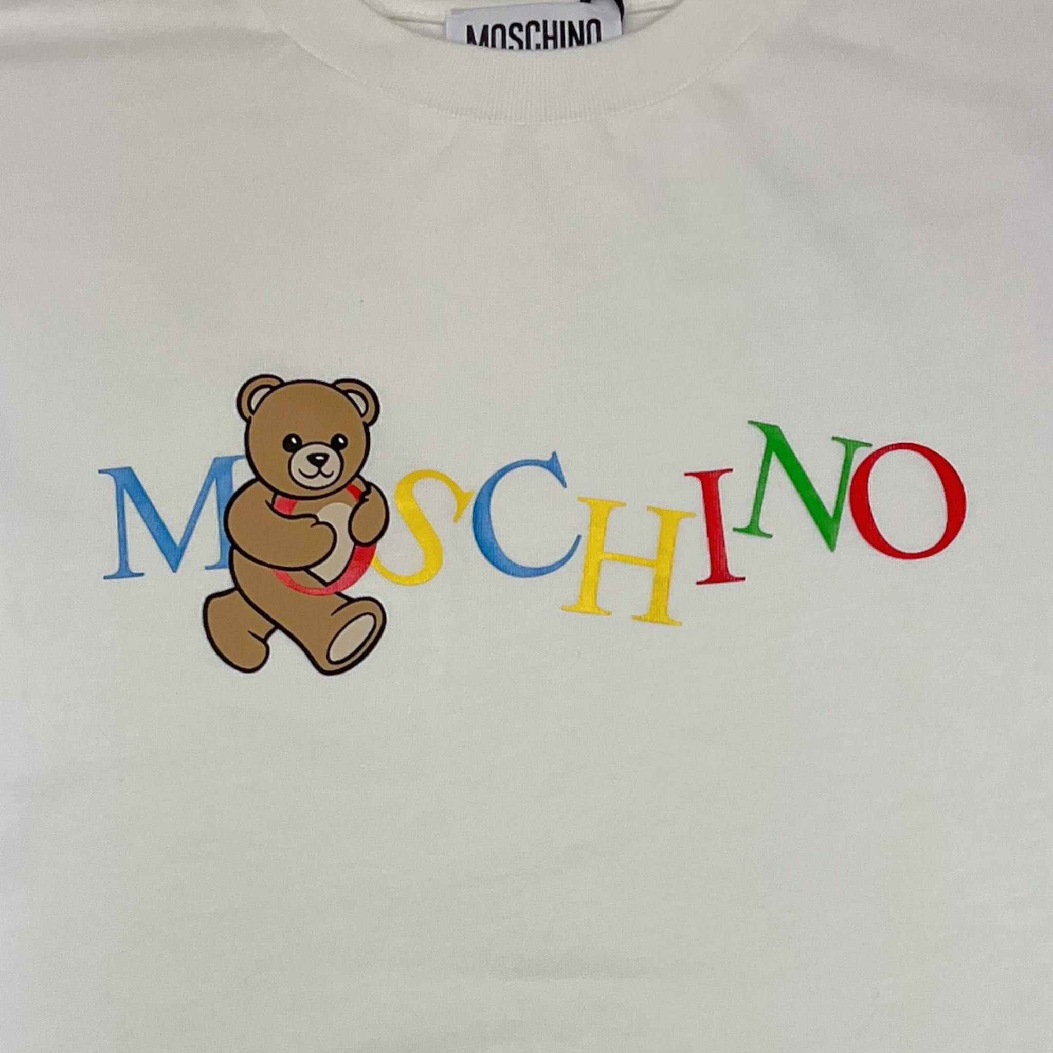 MOSCHINO felpa girocollo bicolore con maniche in contrasto Bianco/azzurro per Bambina HDO00Y BIANCO/AZZURRO MOSCHINO