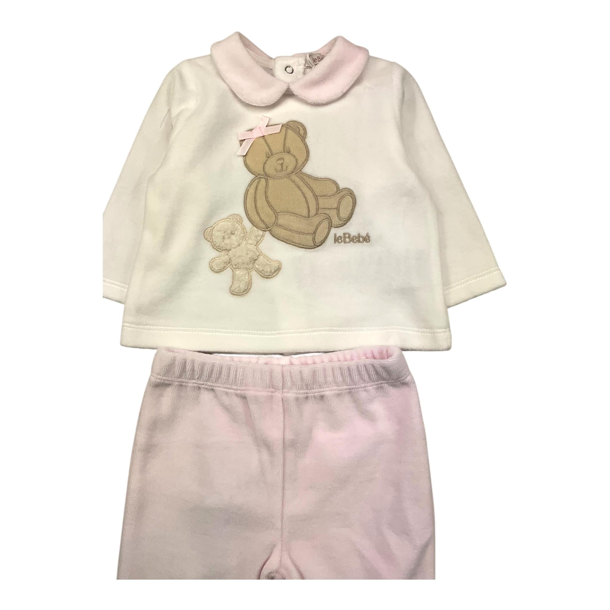 LE BEBE' completo 2 pezzi shirt-ghettina bicolore Bianco/rosa per Neonata LBG5954 BIANCO/ROSA LE BEBE'