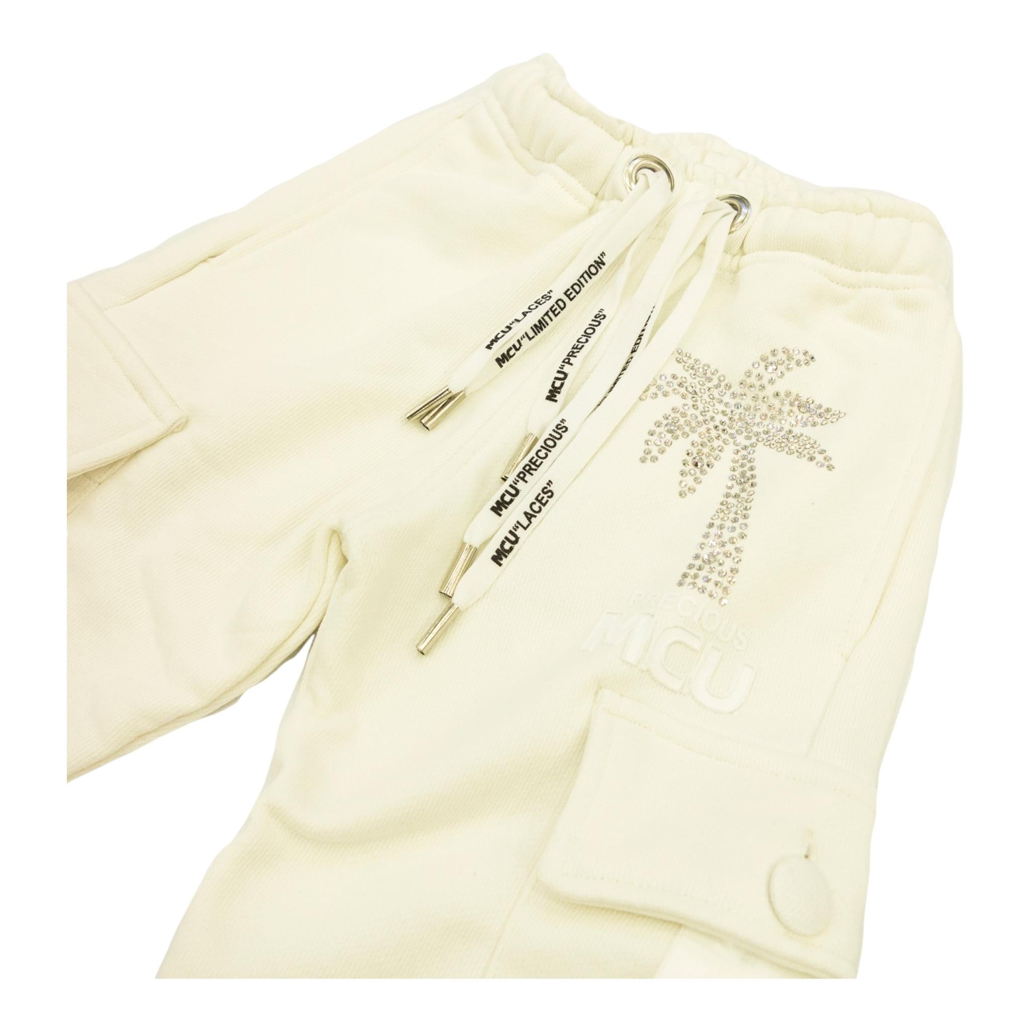 MCU pantalone tuta tinta unita con stampa Bianco per Bambina MCUK6003 BIANCO MCU