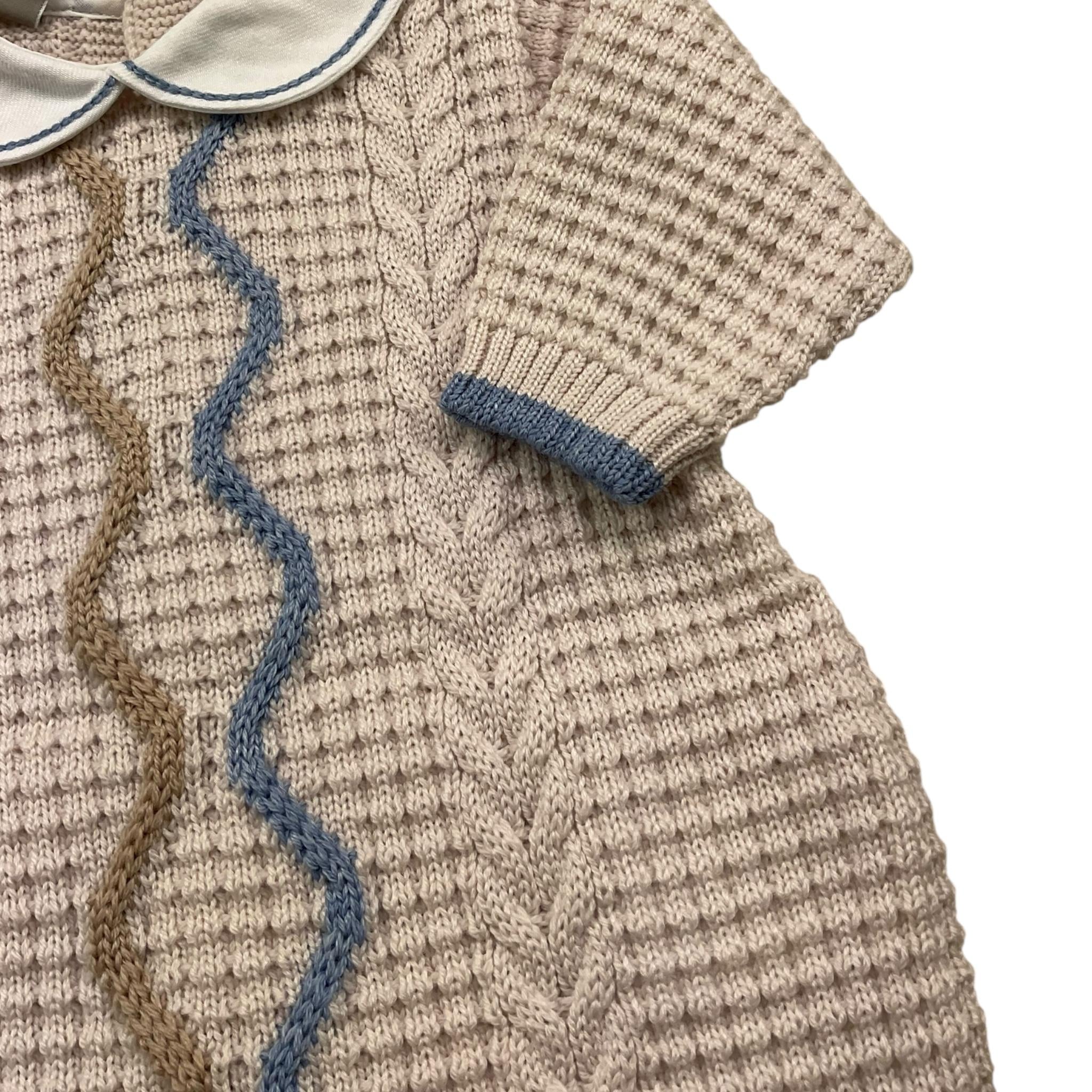 MARLU' tutina tinta unita in maglia con colletto Beige per Neonato IG6310 BEIGE MARLU'