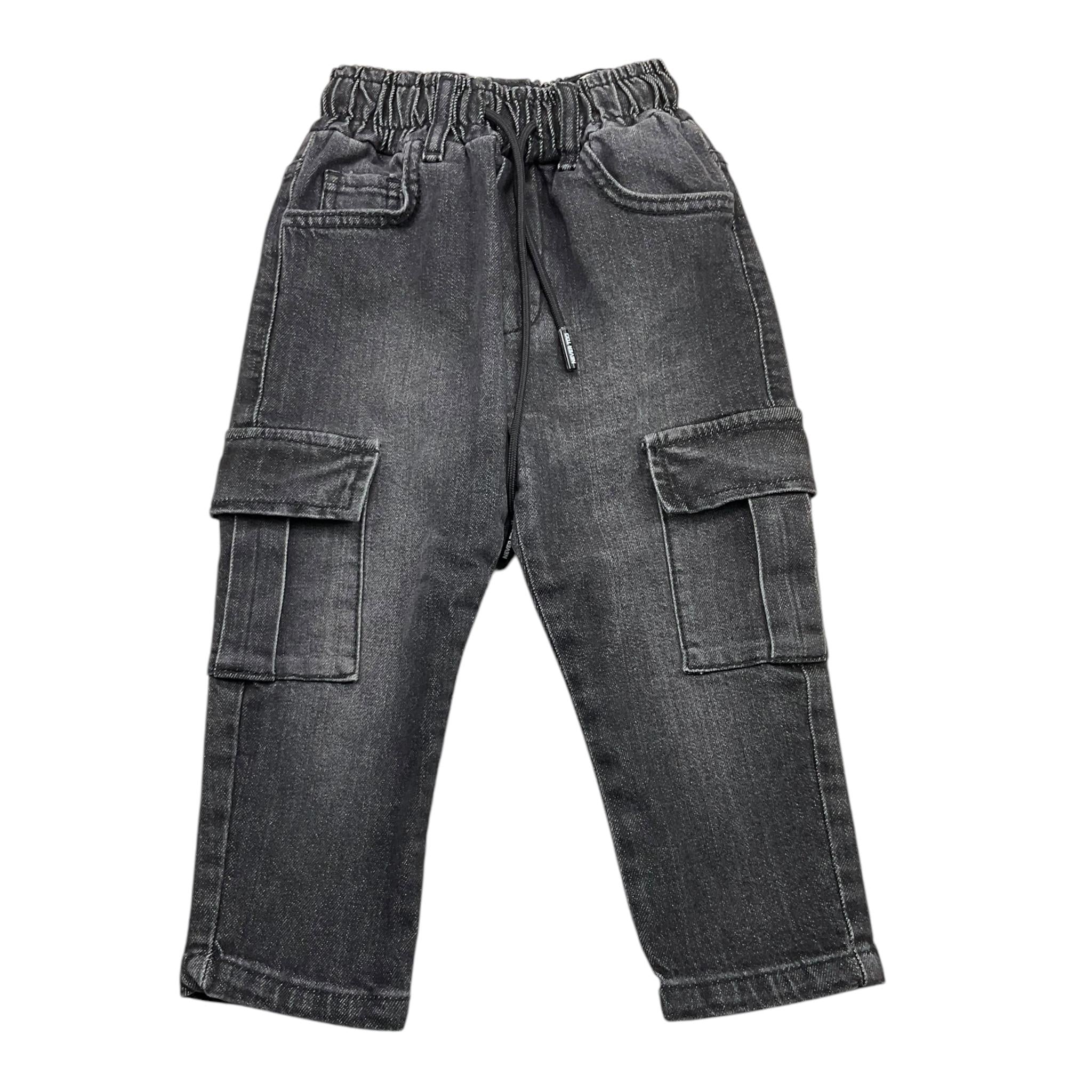 NEVER TOO jeans tinta unita con elastico in vita Nero per Bambino NT2165B NERO NEVER TOO