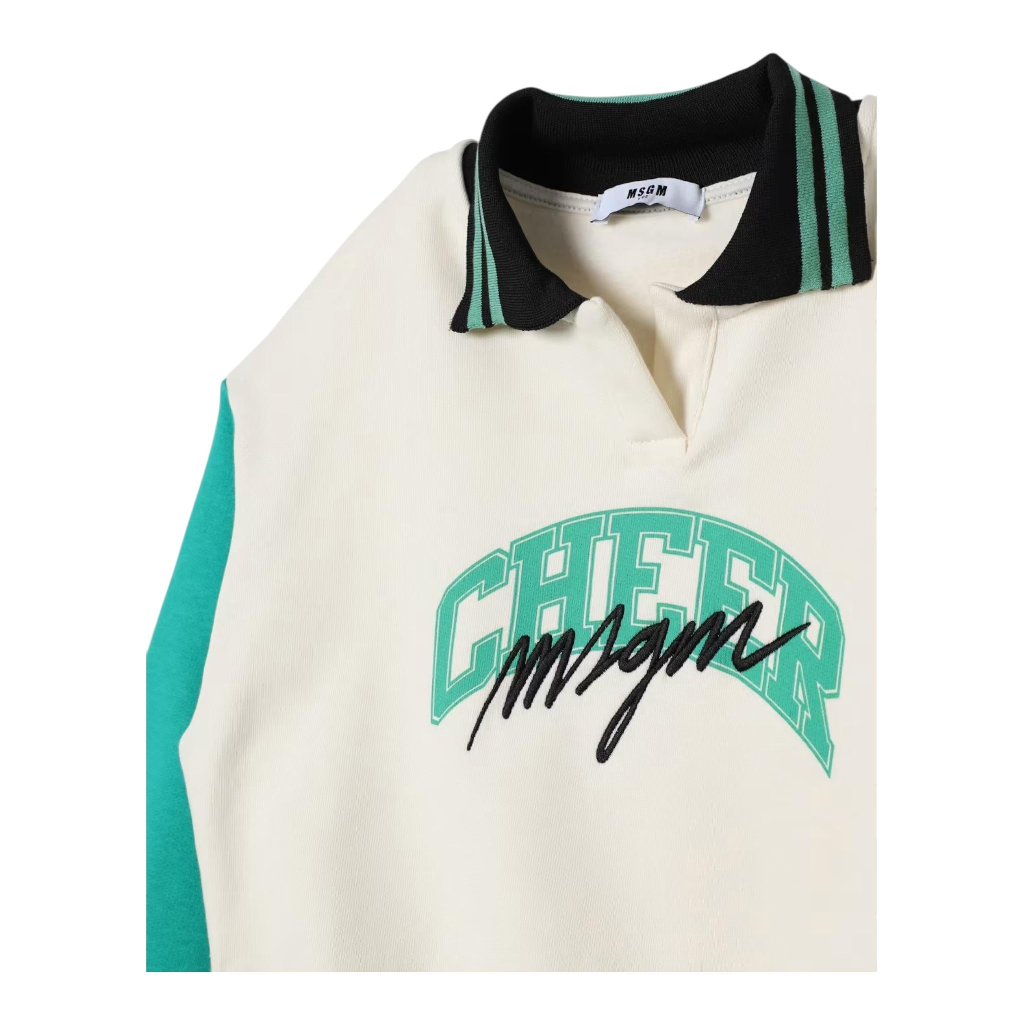 MSGM felpa modello polo tinta unita con maniche in contrasto Panna per Bambina F4MSJGSW220 PANNA MSGM