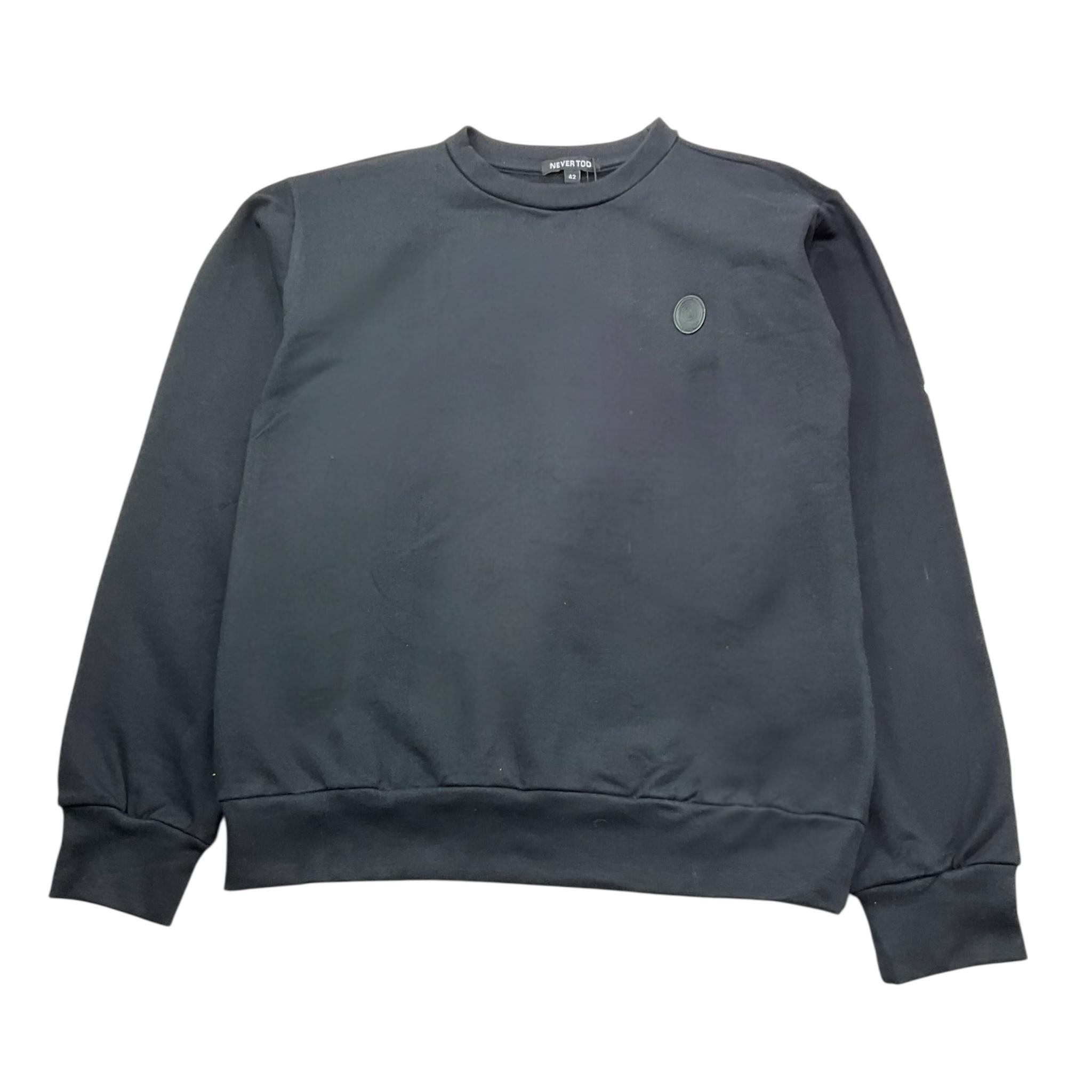 NEVER TOO felpa girocollo tinta unita con logo Nero per Bambino NT2141R NERO NEVER TOO