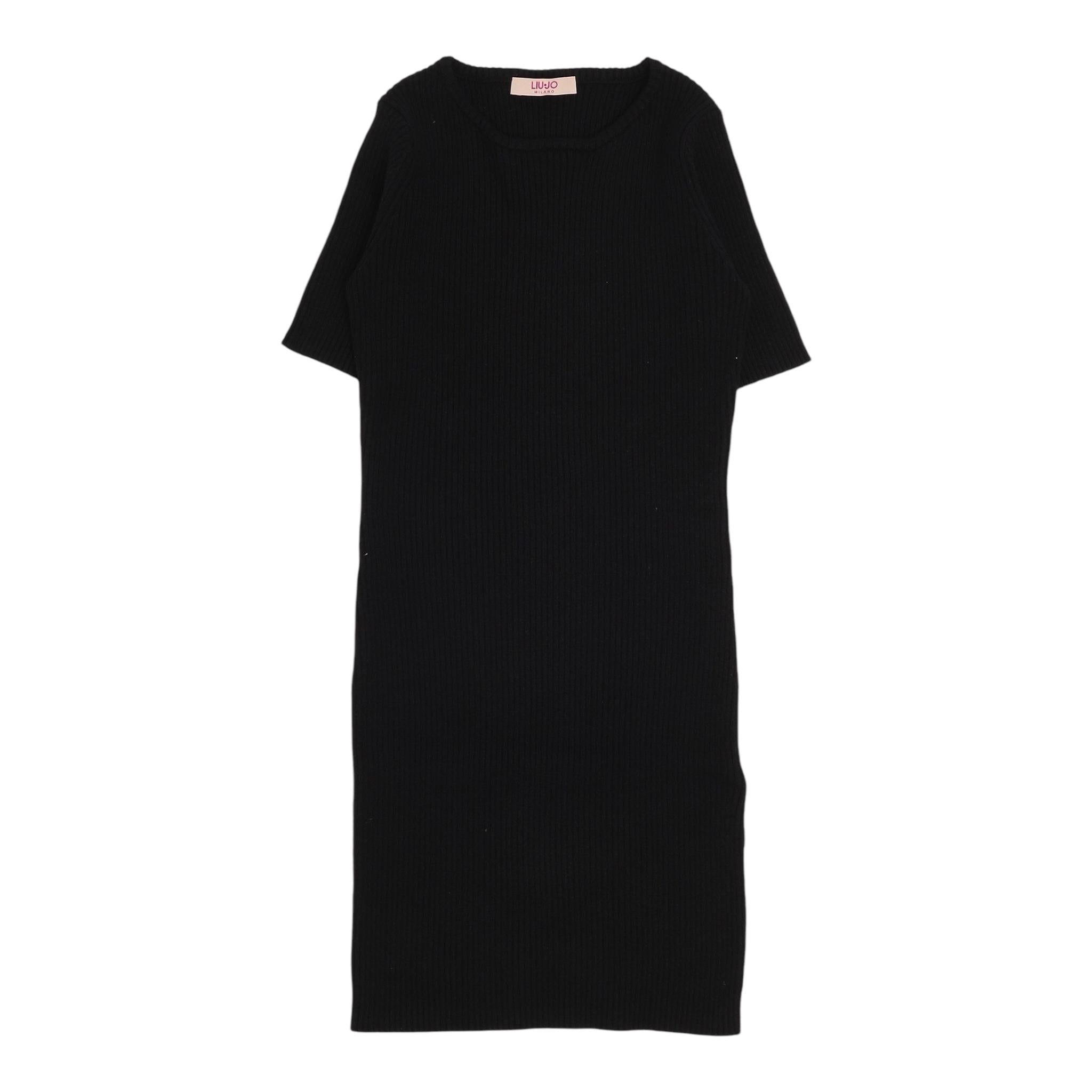 LIU JO abito mezza manica tinta unita con scaldacuore Nero per Bambina GF4196 NERO LIU JO