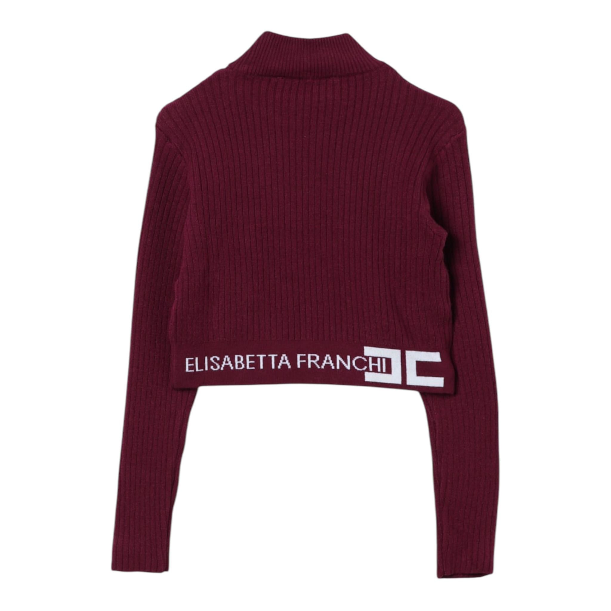 ELISABETTA FRANCHI maglia mezzo collo tinta unita con logo Bordeaux per Bambina EFMA152 BORDEAUX ELISABETTA FRANCHI