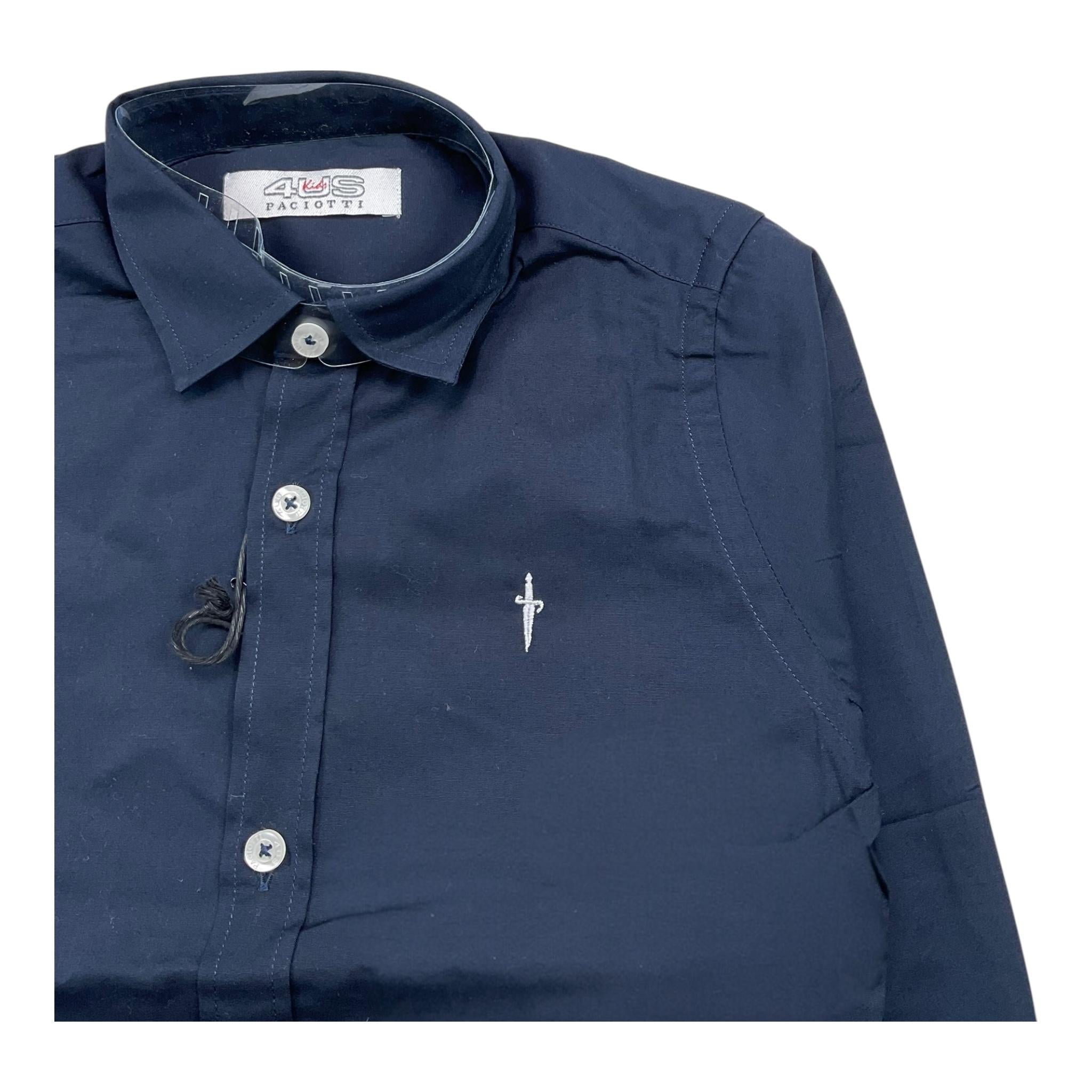 CESARE PACIOTTI camicia manica lunga tinta unita con logo Blu per Bambino CMP0333B BLU CESARE PACIOTTI