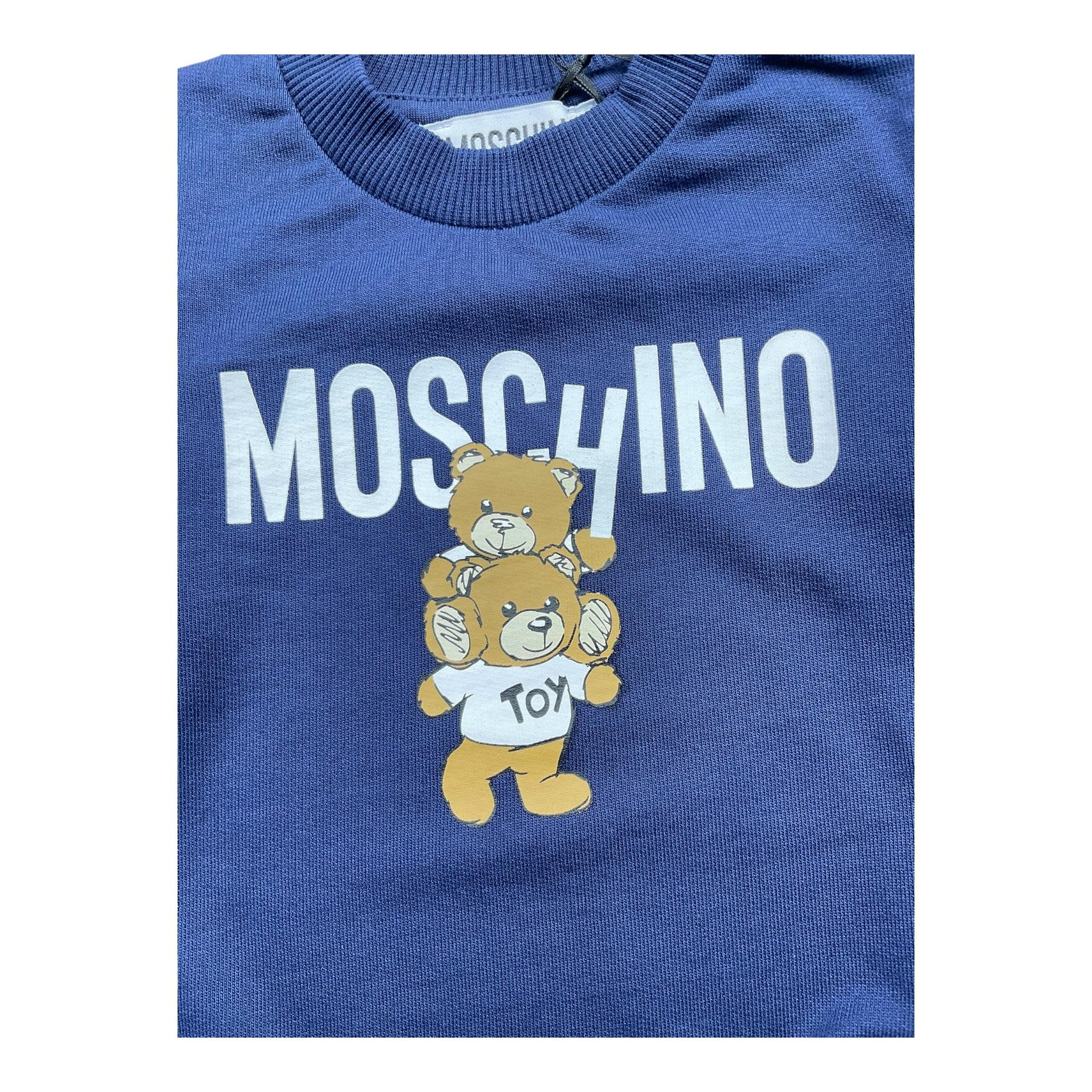 MOSCHINO felpa chiusa girocollo tinta unita con stampa Blu per Neonato MUF05JX BLU MOSCHINO