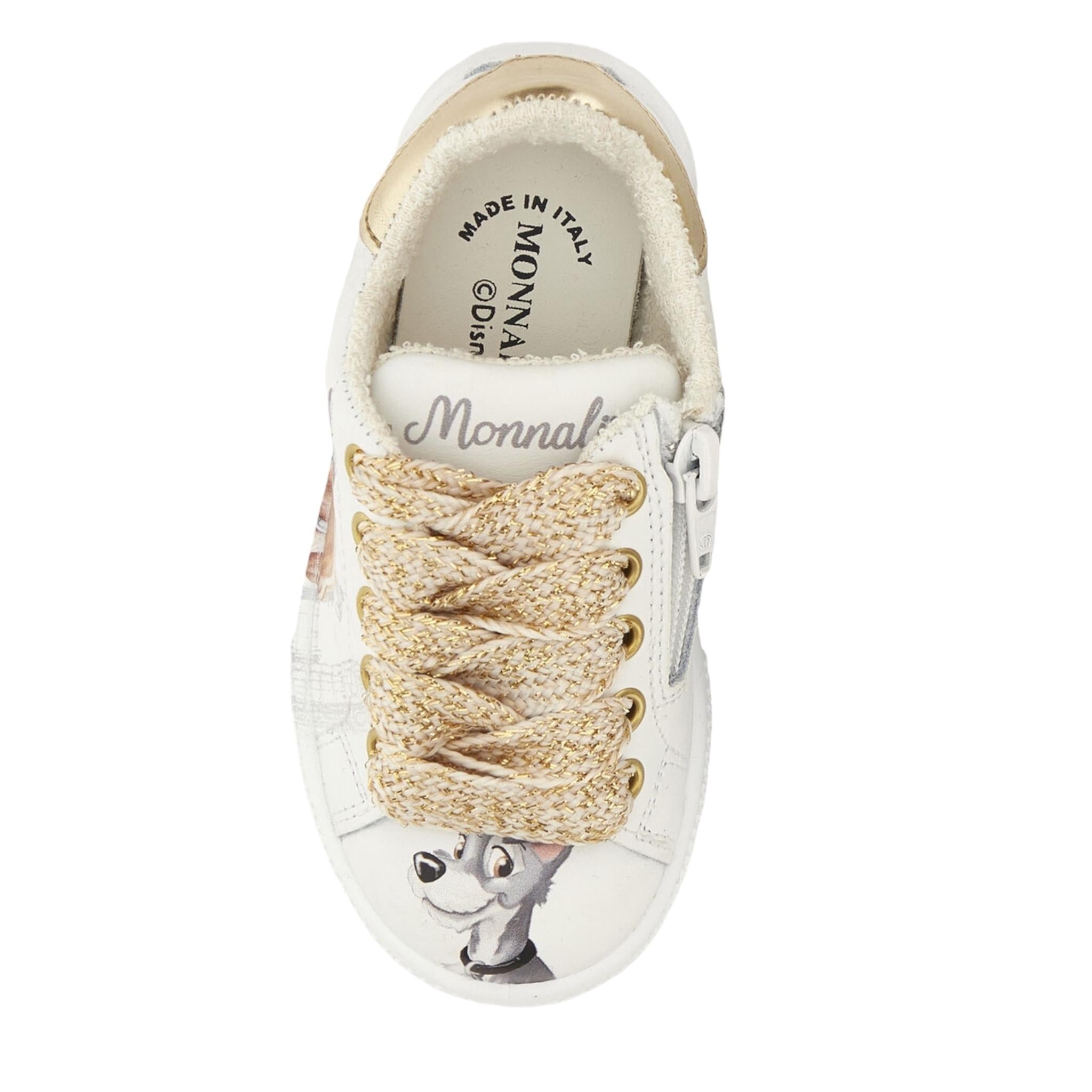 MONNALISA sneaker tinta unita con stampa e lacci Bianco per Bambina 8CD004 BIANCO MONNALISA