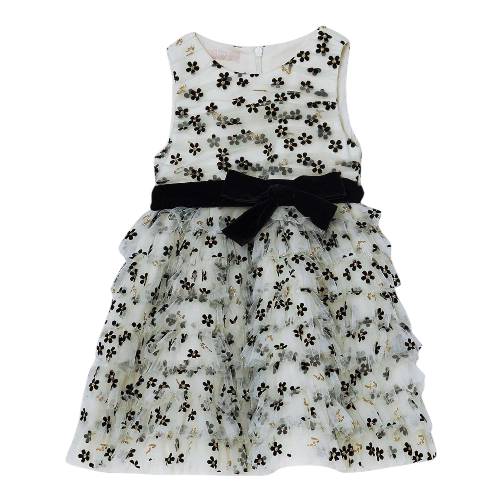 LIU JO abito giromanica tinta unita con tulle e fori Panna per Bambina KF4103JXX PANNA LIU JO