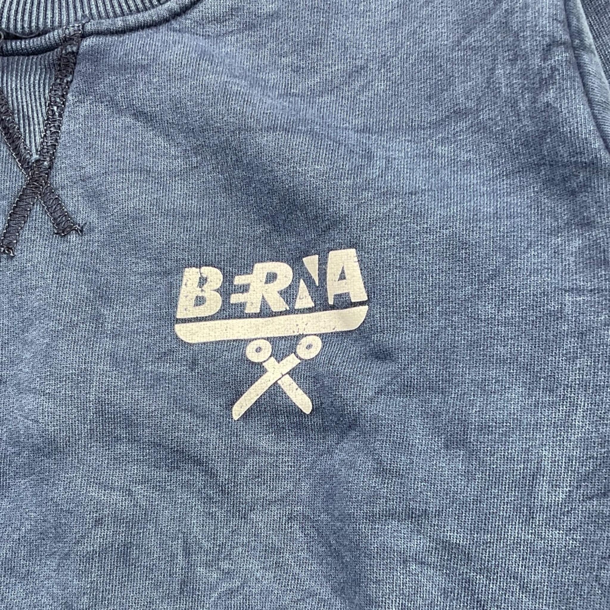 BERNA felpa tinta unita girocollo con stampa Blu per Bambino T24C396 BLU BERNA