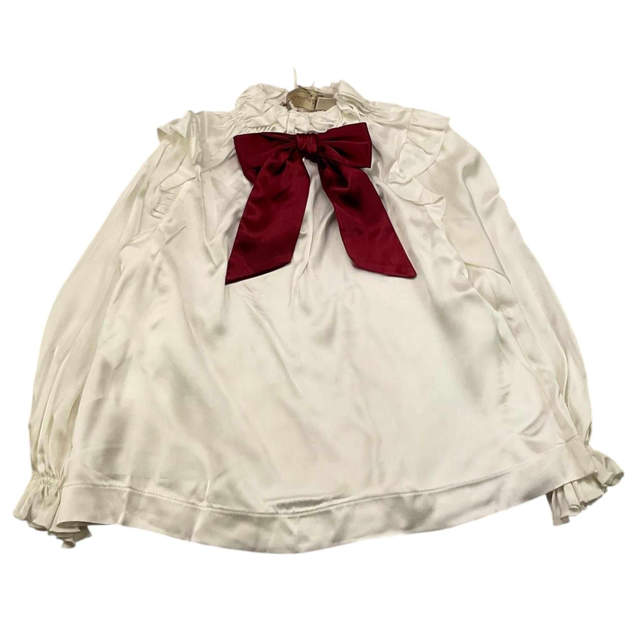 LA STUPENDERIA camicia manica lunga tinta unita cn fiocco in contrasto Bianco per Bambina TJCM48J BIANCO LA STUPENDERIA