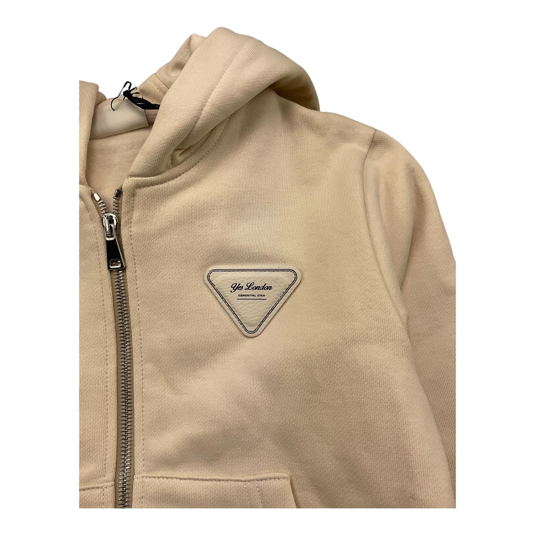 YES LONDON felpa con zip e cappuccio tinta unita cn logo Panna per Bambino JR5062F PANNA YES LONDON
