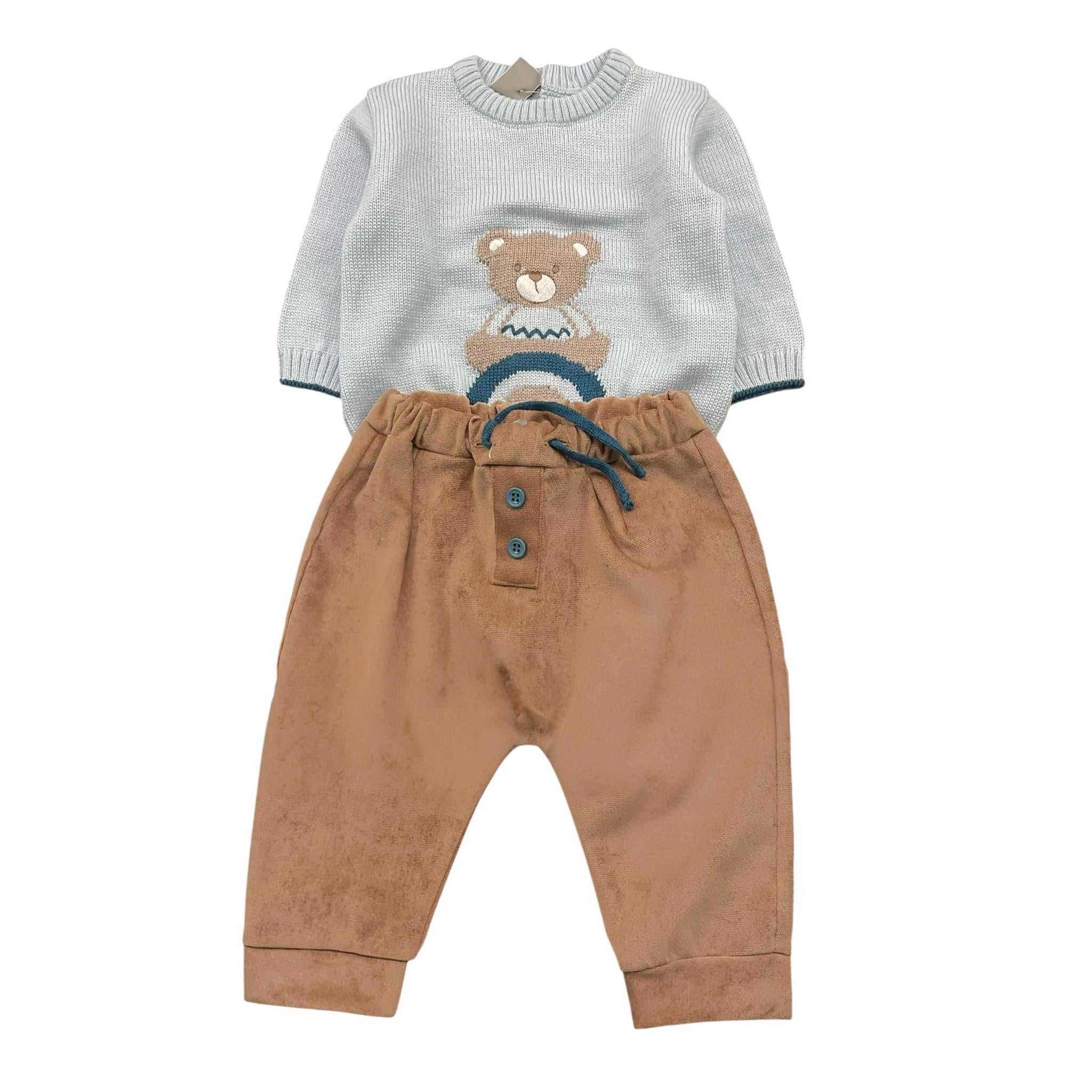 MARLU' completo 2pz maglia-pantalone bicolore Azzurro per Neonato IG5453 AZZURRO MARLU'