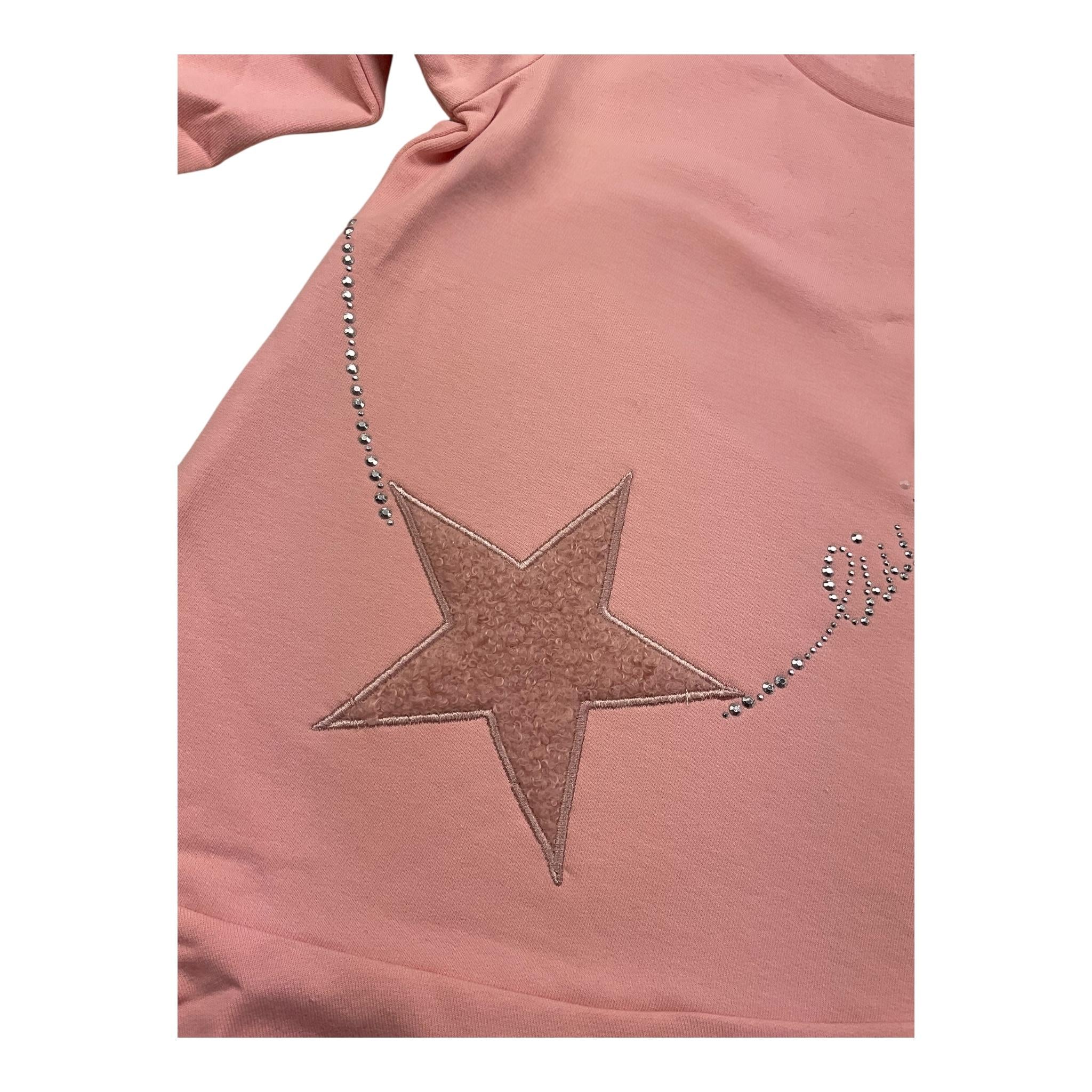 LIU JO abito in felpa girocollo tinta unita con stampa Rosa per Bambina KF4070XXX ROSA LIU JO