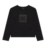 GIVENCHY shirt girocollo tinta unita con con brillantini Nero per Bambina H15335 NERO GIVENCHY