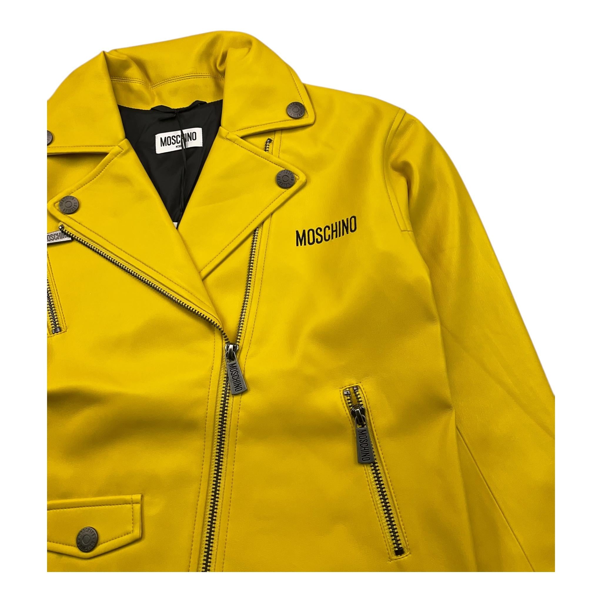 MOSCHINO giubbino ecopelle tinta unita con stampa Giallo per Bambino HUS05J GIALLO MOSCHINO