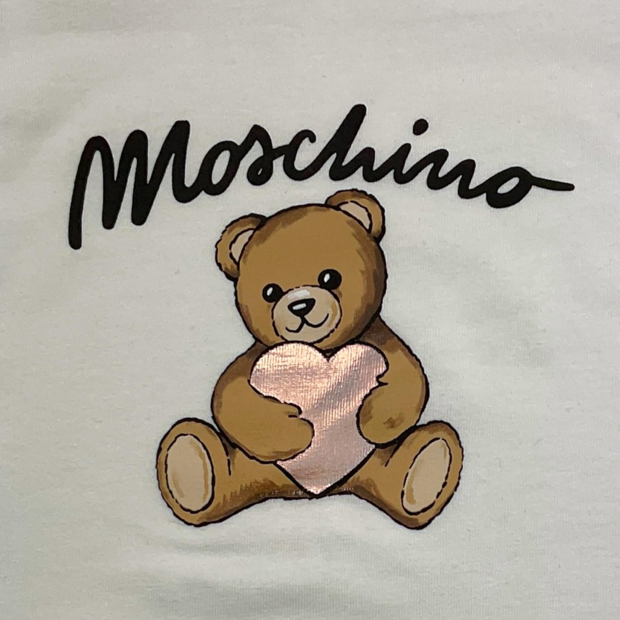 MOSCHINO shirt girocollo tinta unita con stampa Bianco per Bambina HDO010 BIANCO MOSCHINO