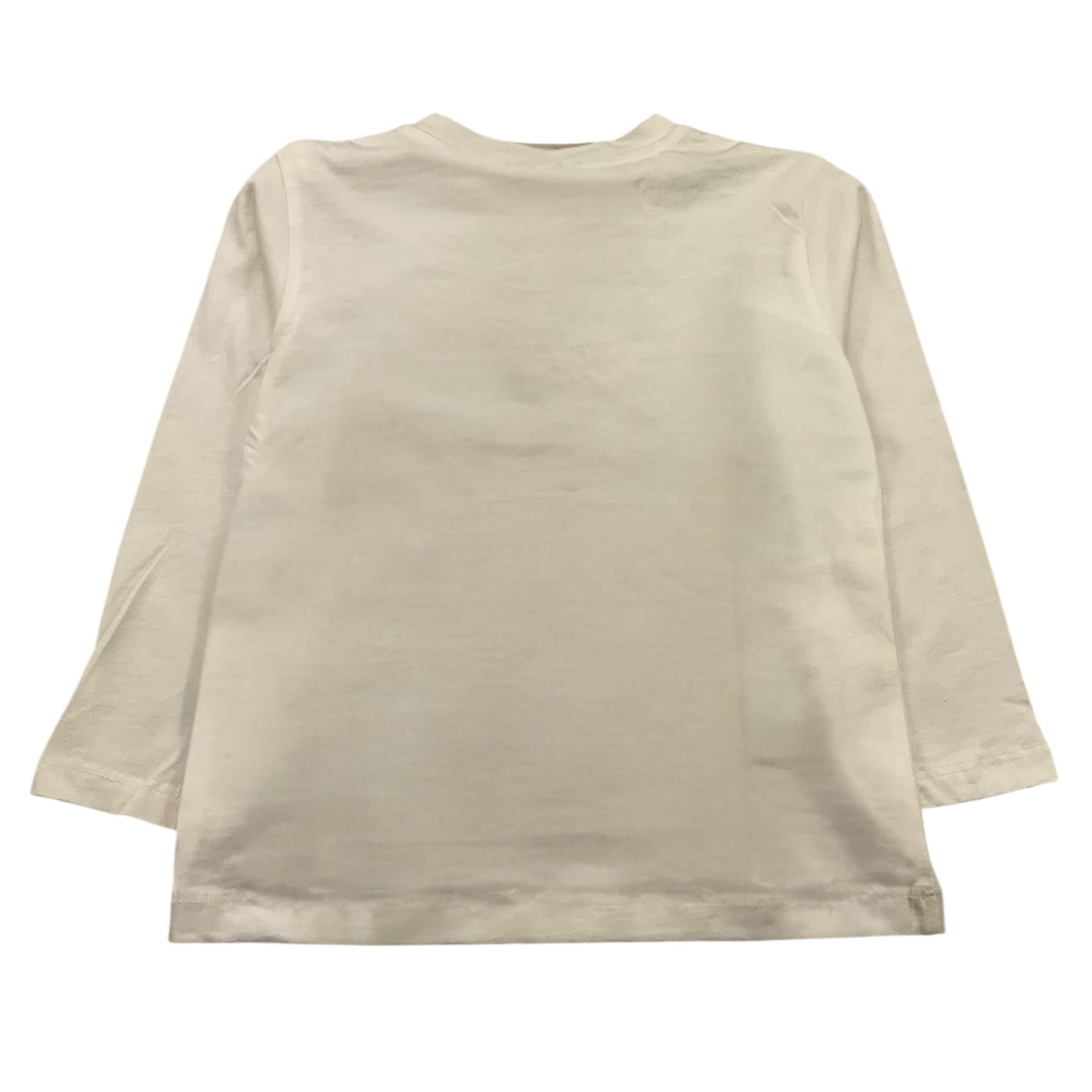 PLEASE shirt girocollo tinta unita con stampa Panna per Bambina ML50030G65J PANNA PLEASE