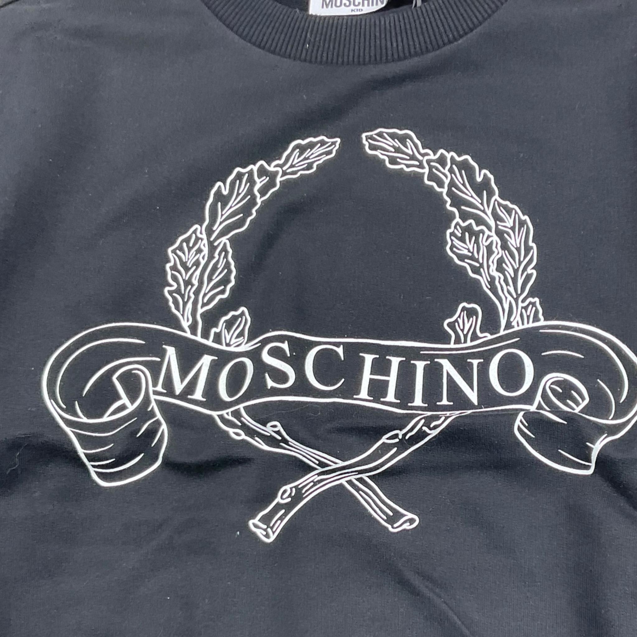MOSCHINO felpa girocollo tinta unita con stampa Nero per Bambina HRF07Y NERO MOSCHINO