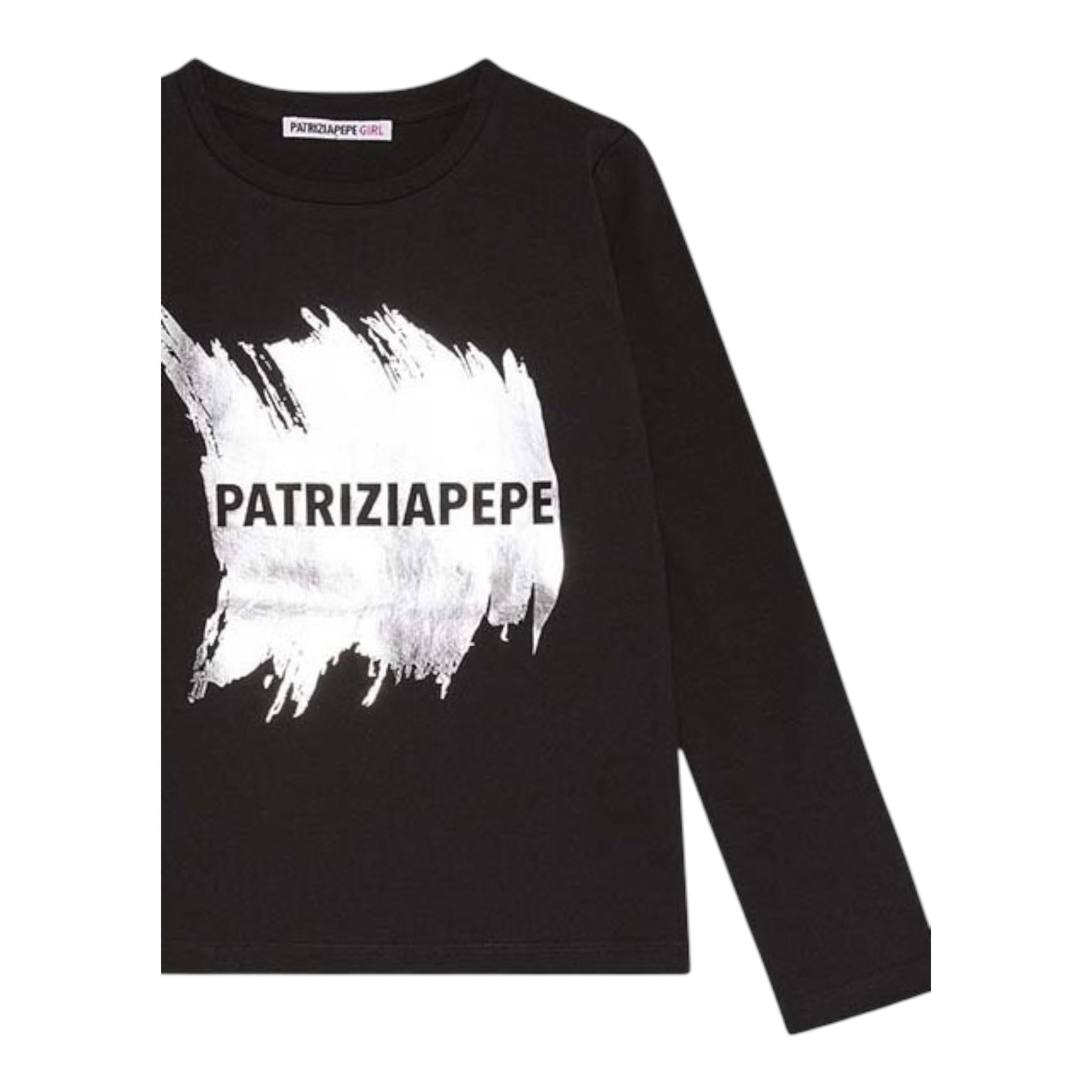PATRIZIA PEPE shirt girocollo tinta unita con stampa Nero per Bambina 7M0867 NERO PATRIZIA PEPE