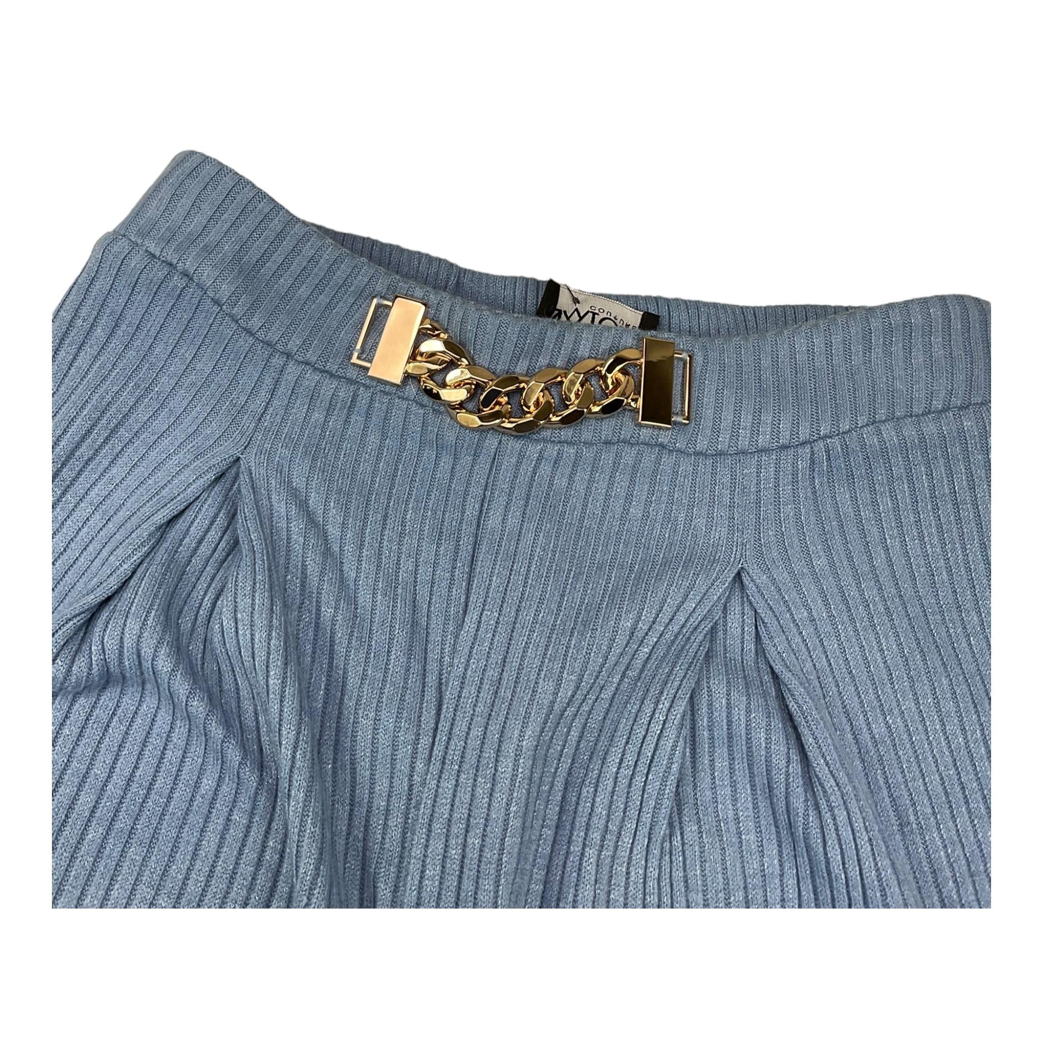 NAICE pantalone tinta unita modello palazzo Azzurro per Bambina 231097 AZZURRO NAICE