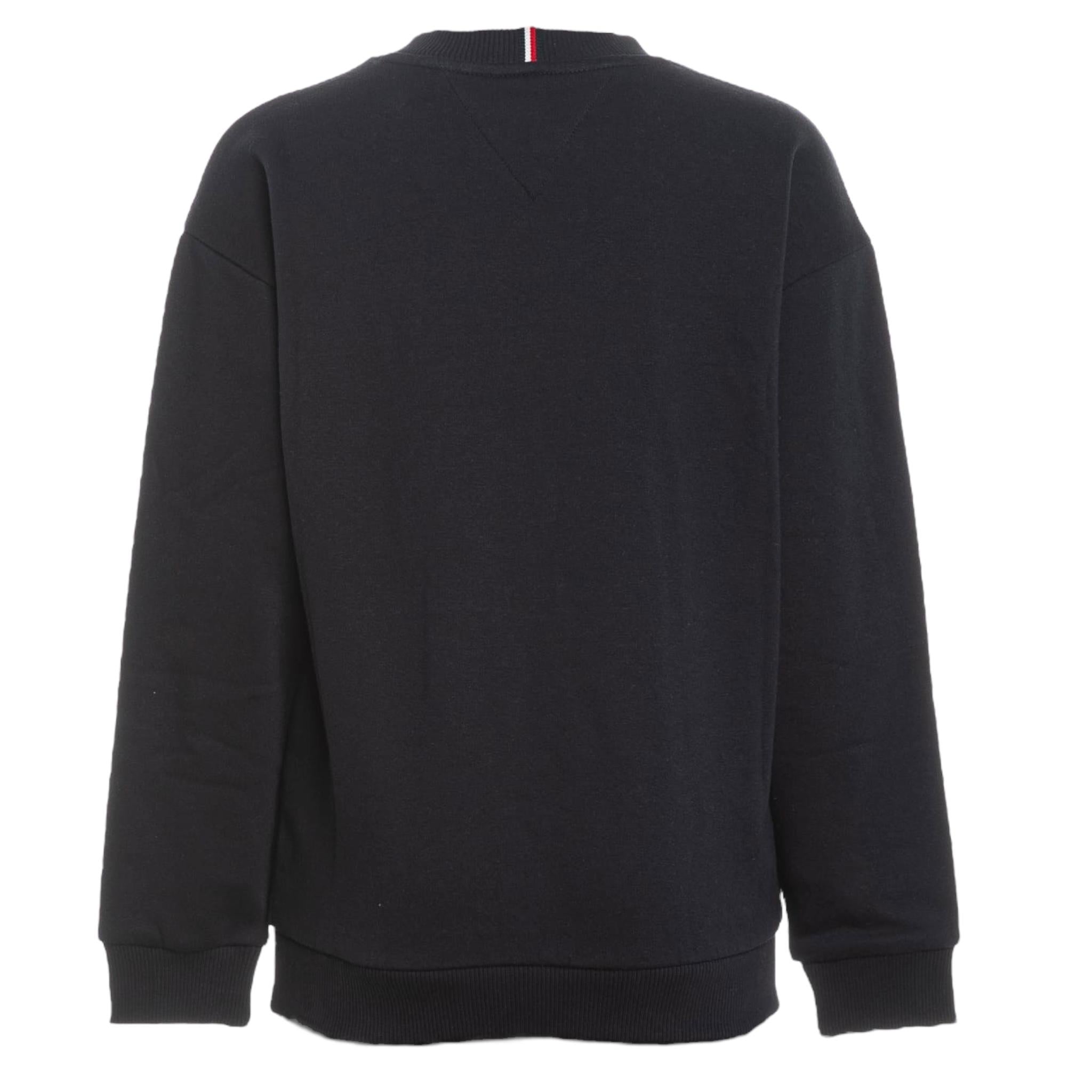 TOMMY HILFIGER felpa girocollo tinta unita con logo Blu per Bambino KB0KB09192X BLU TOMMY HILFIGER
