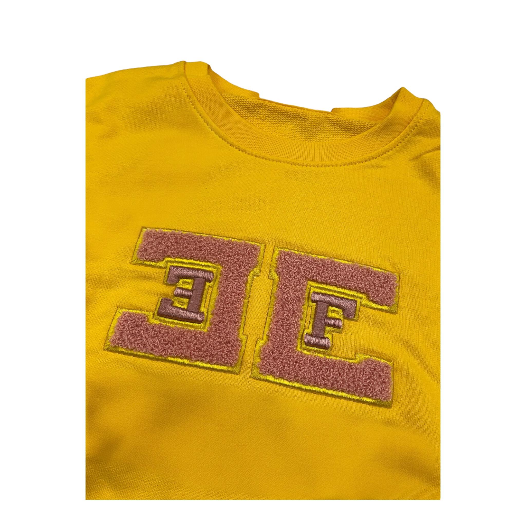 ELISABETTA FRANCHI felpa chiusa girocollo tinta unita con logo Giallo per Bambina EFFE132X GIALLO ELISABETTA FRANCHI