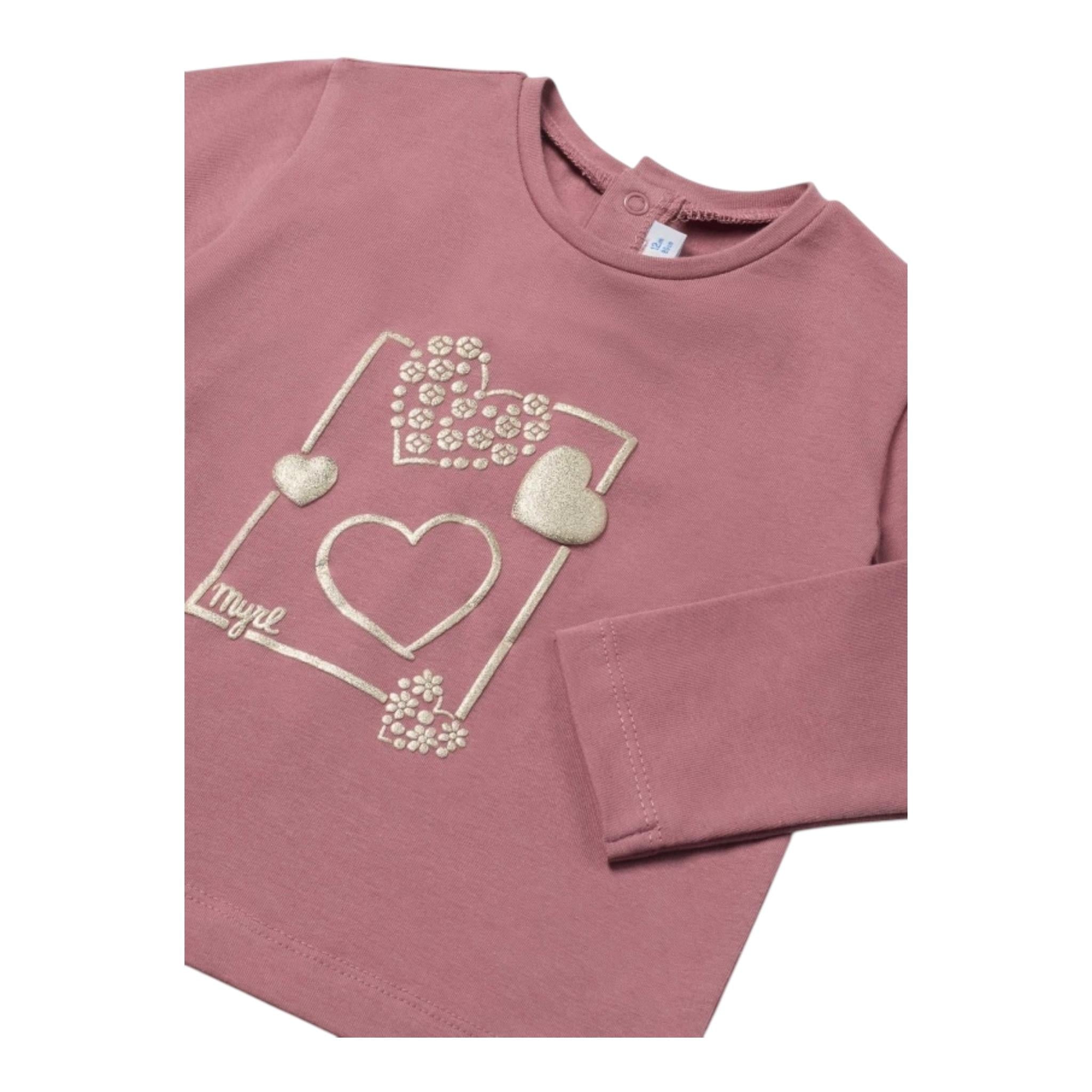 MAYORAL shirt girocollo tinta unita con stampa Rosa antico per Neonata 116 ROSA ANTICO MAYORAL